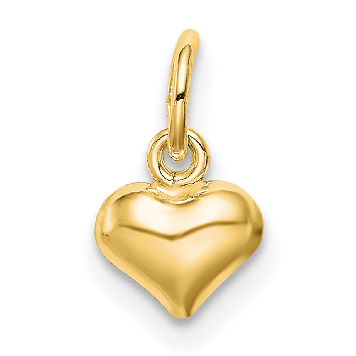 Polished Puff Heart Charm Pendant in Real 925 Sterling SIlver