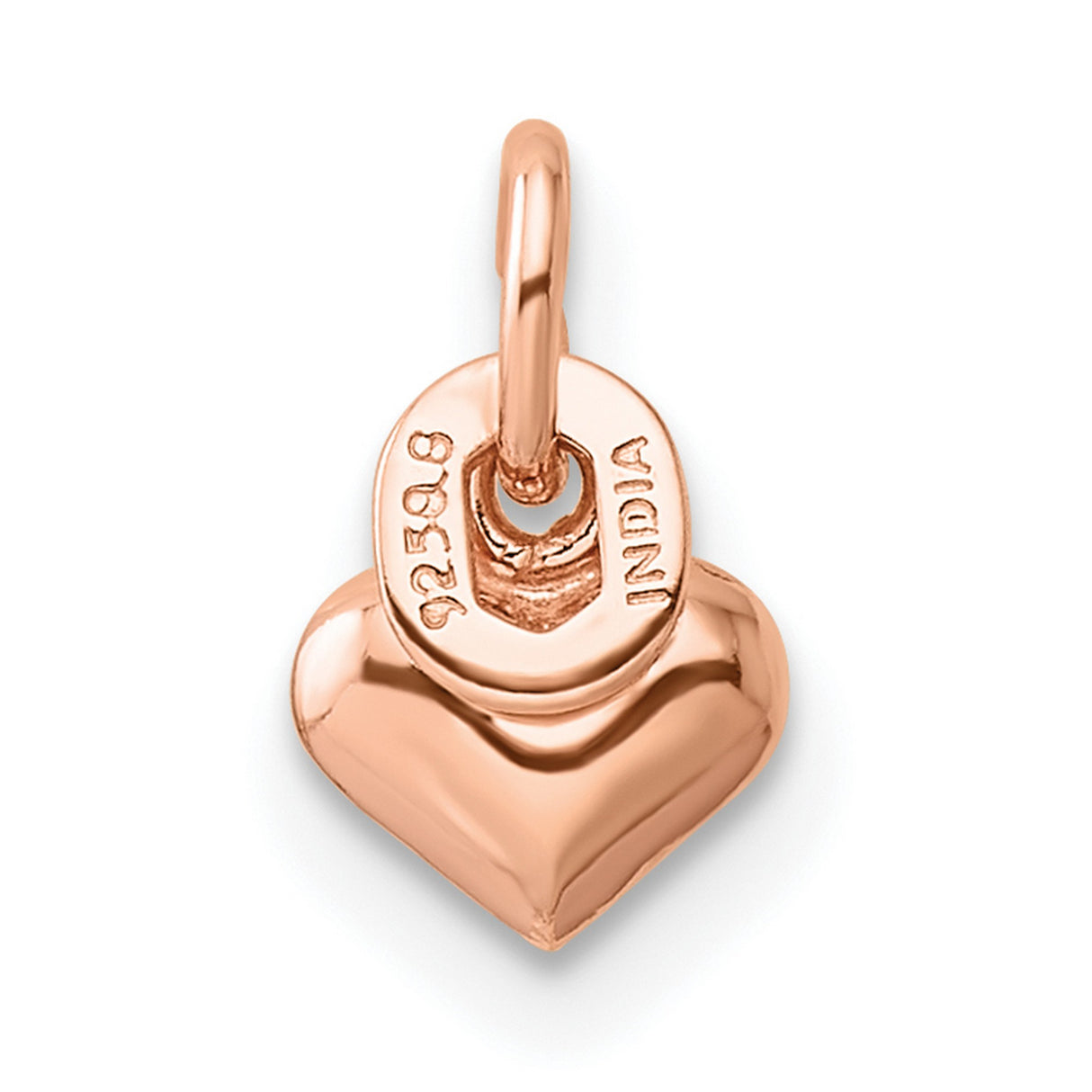 Sterling Silver Heart Pendant with Rose Gold Plating, Puffed Charm, Minimalist Romantic Jewelry