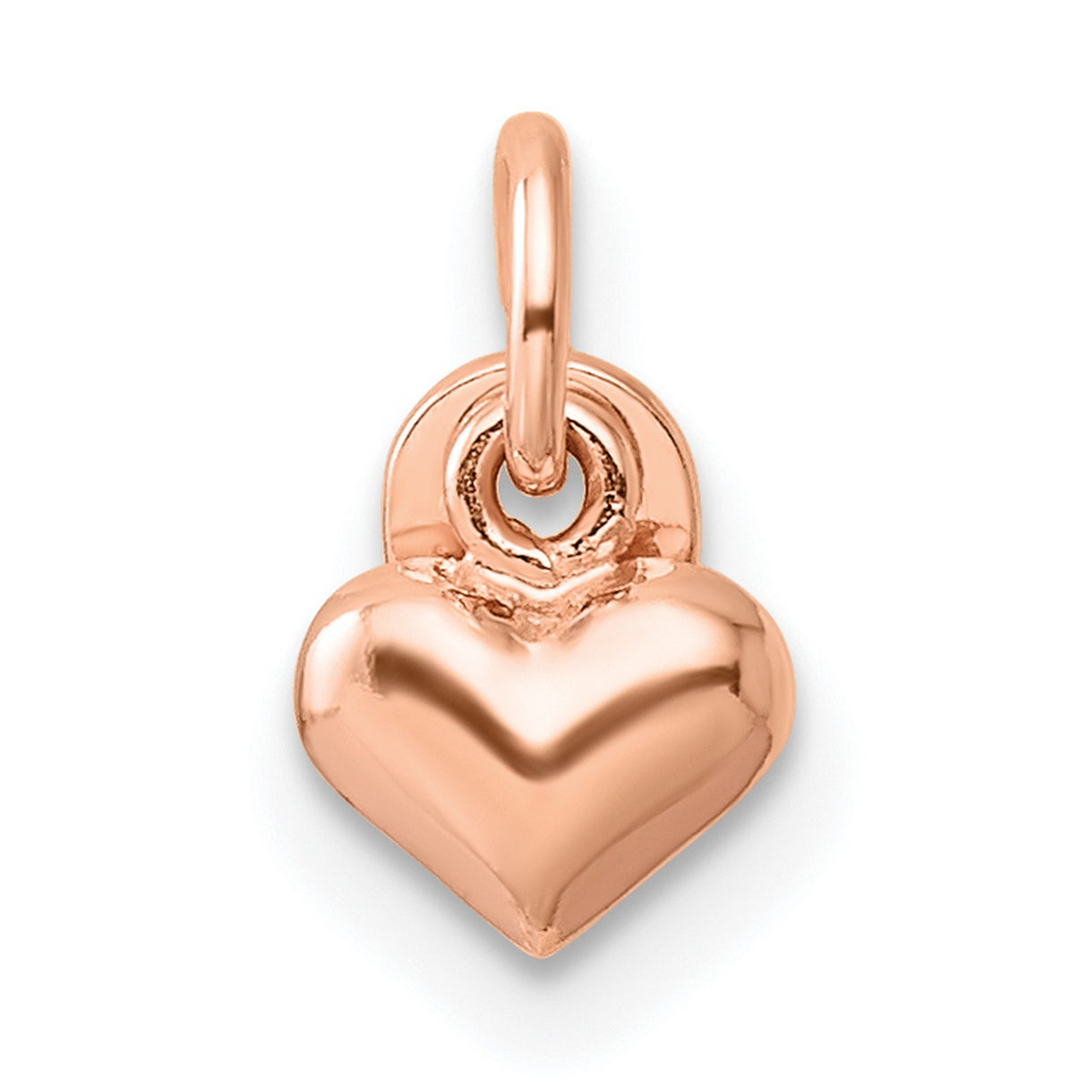 Sterling Silver Heart Pendant with Rose Gold Plating, Puffed Charm, Minimalist Romantic Jewelry