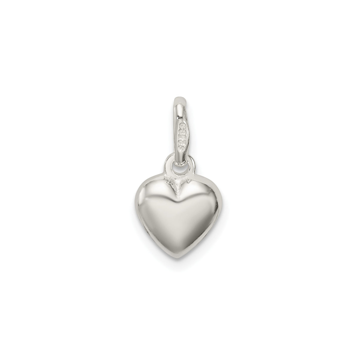 Sterling Silver Heart Pendant, Smooth Polished Charm with Classic Heart Design for Women