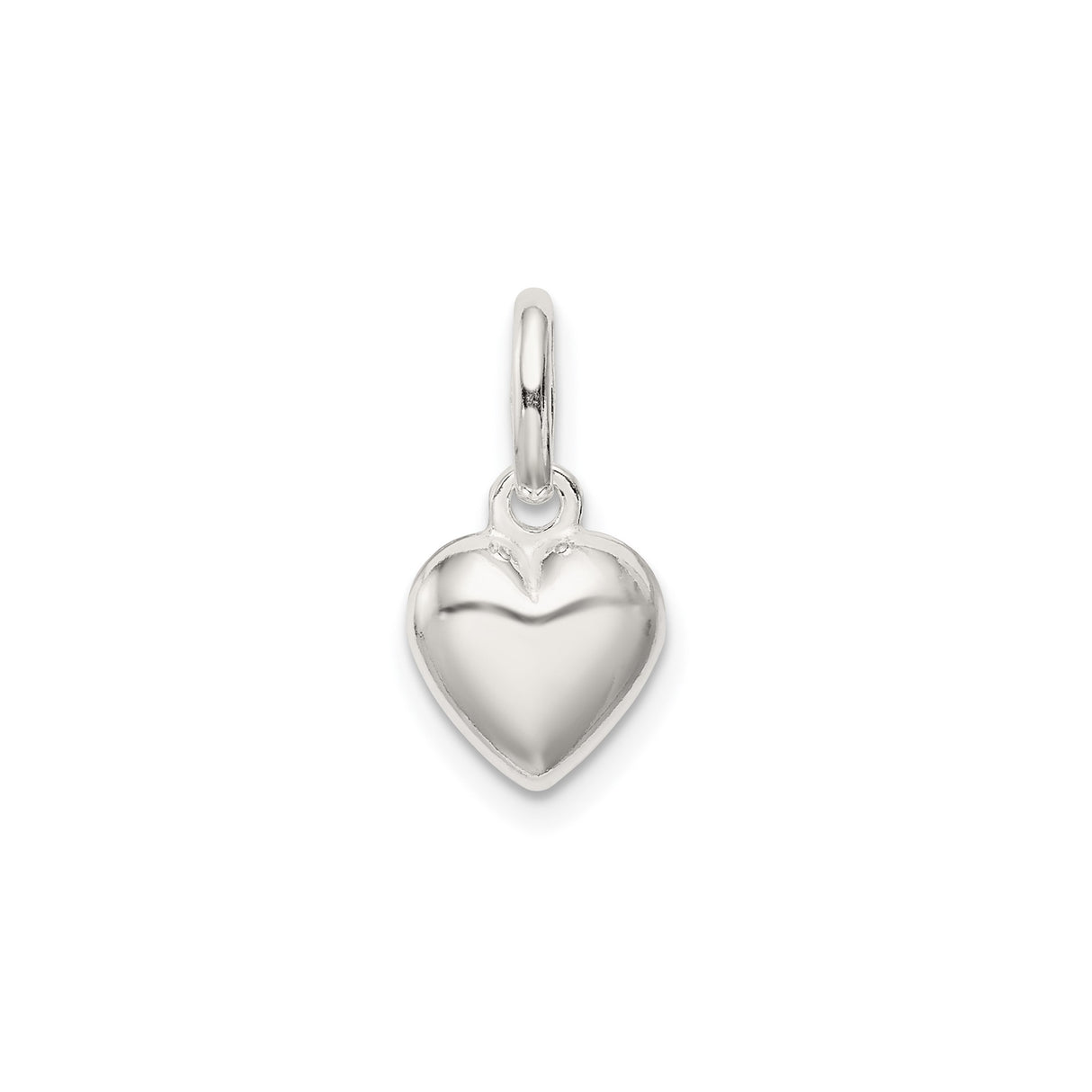 Sterling Silver Heart Pendant, Smooth Polished Charm with Classic Heart Design for Women