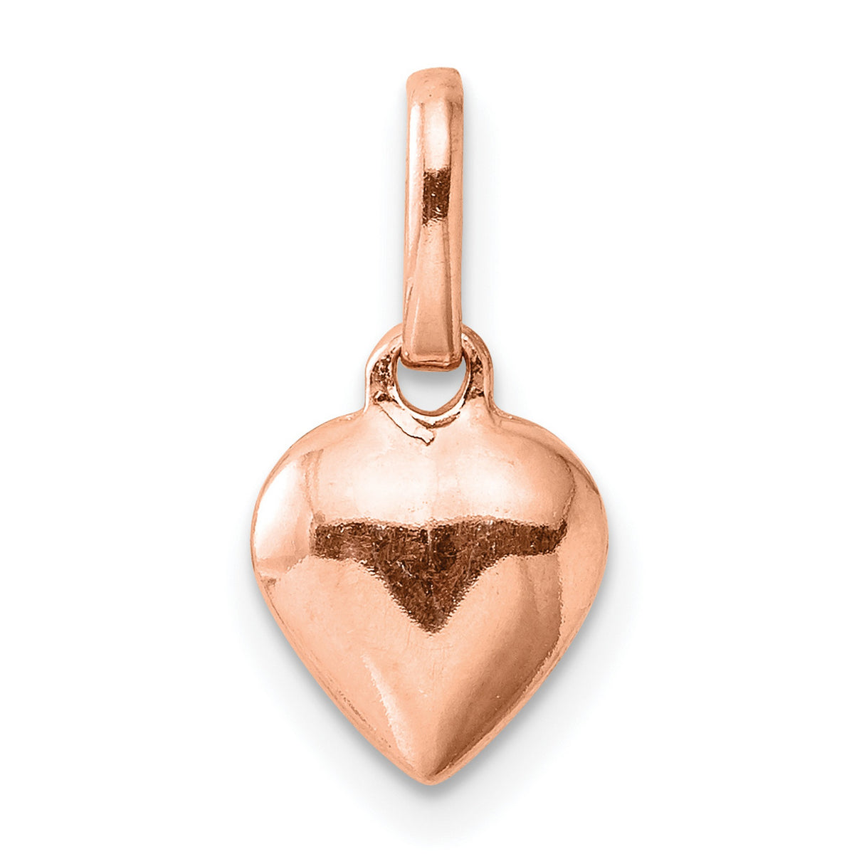 Sterling Silver Heart Charm Pendant, Polished Rose Gold Accent, Romantic Minimalist Jewelry for Women