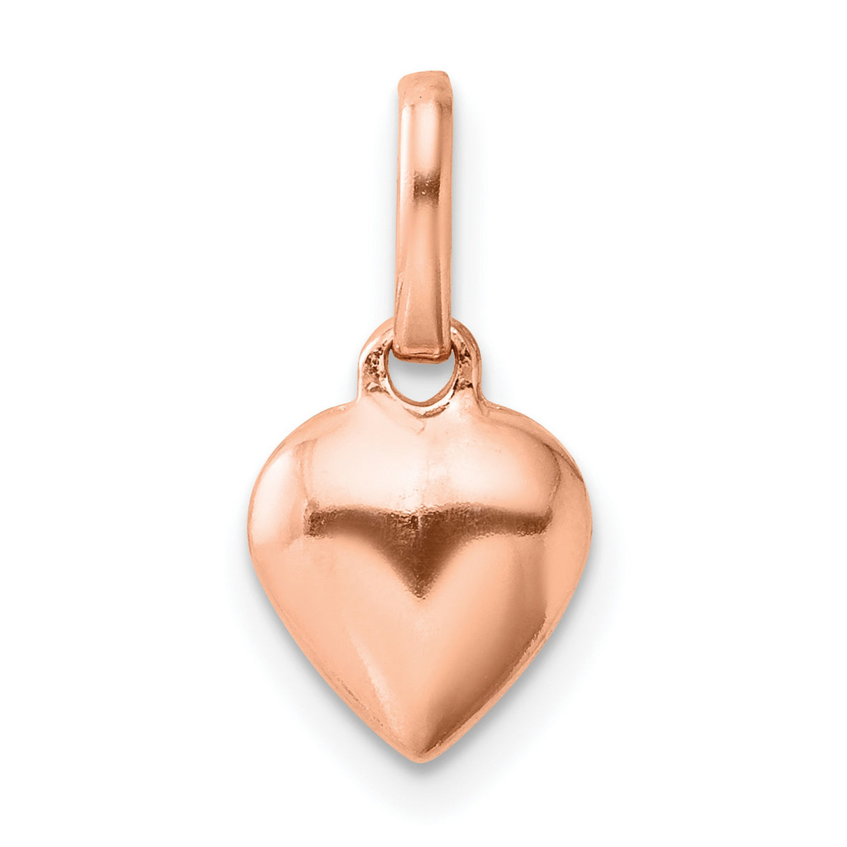Sterling Silver Heart Charm Pendant, Polished Rose Gold Accent, Romantic Minimalist Jewelry for Women
