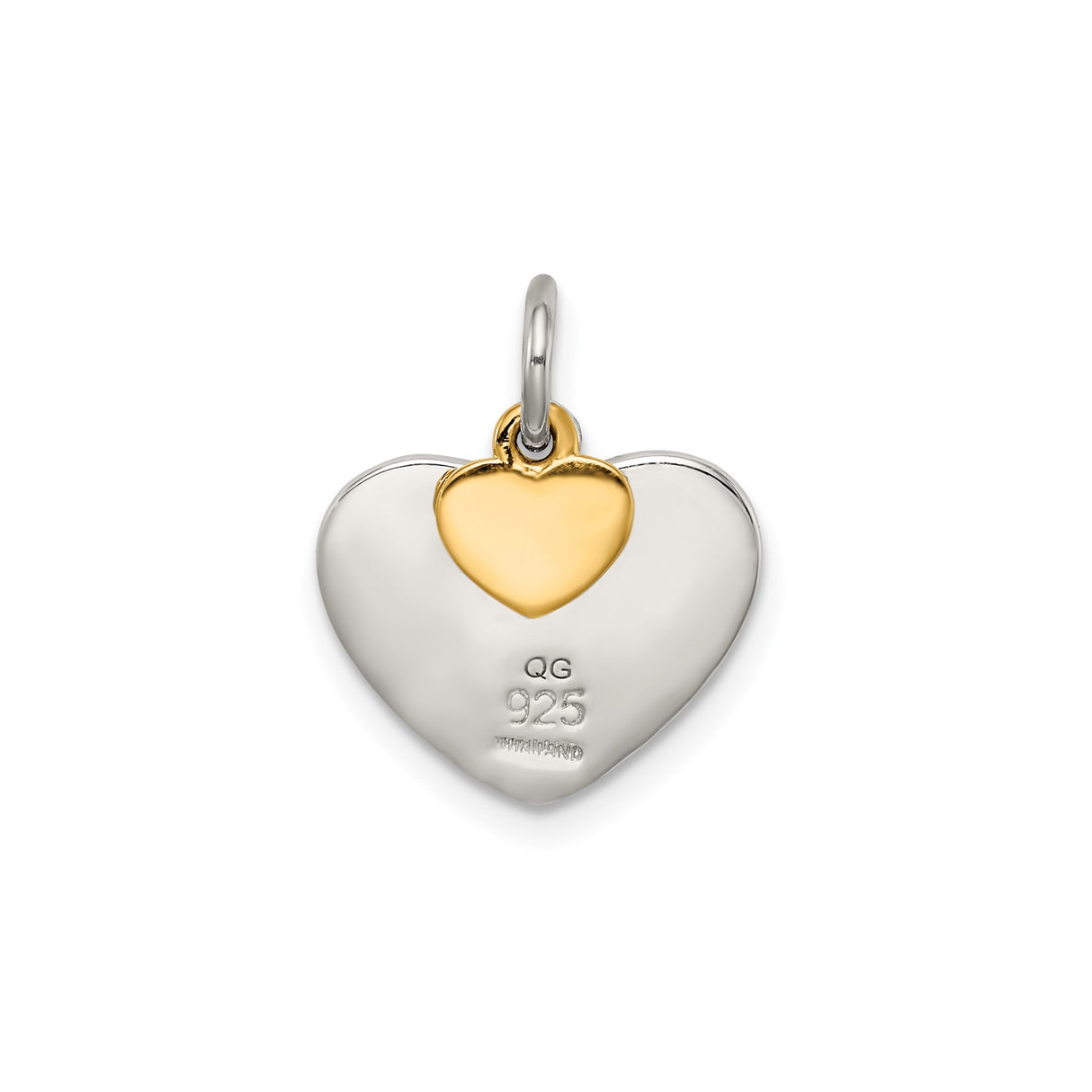 Sterling Silver Heart Pendant with Textured Finish and Gold Plated Love Accent