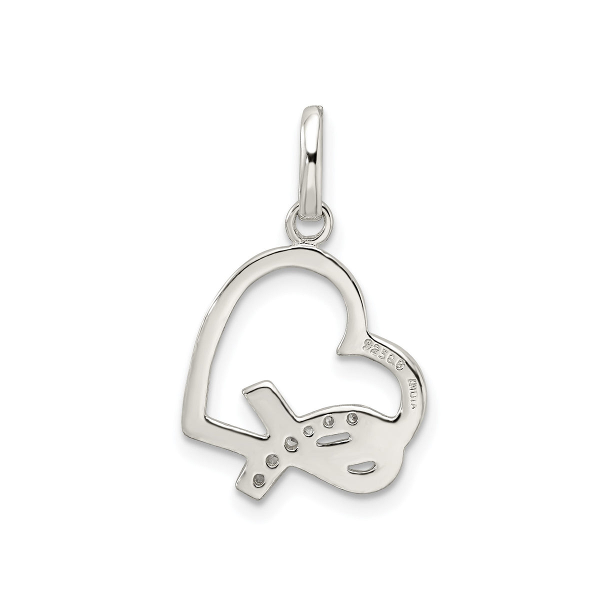 Sterling Silver Awareness Ribbon Heart Pendant with Cubic Zirconia, Symbolic Healing Jewelry for Women