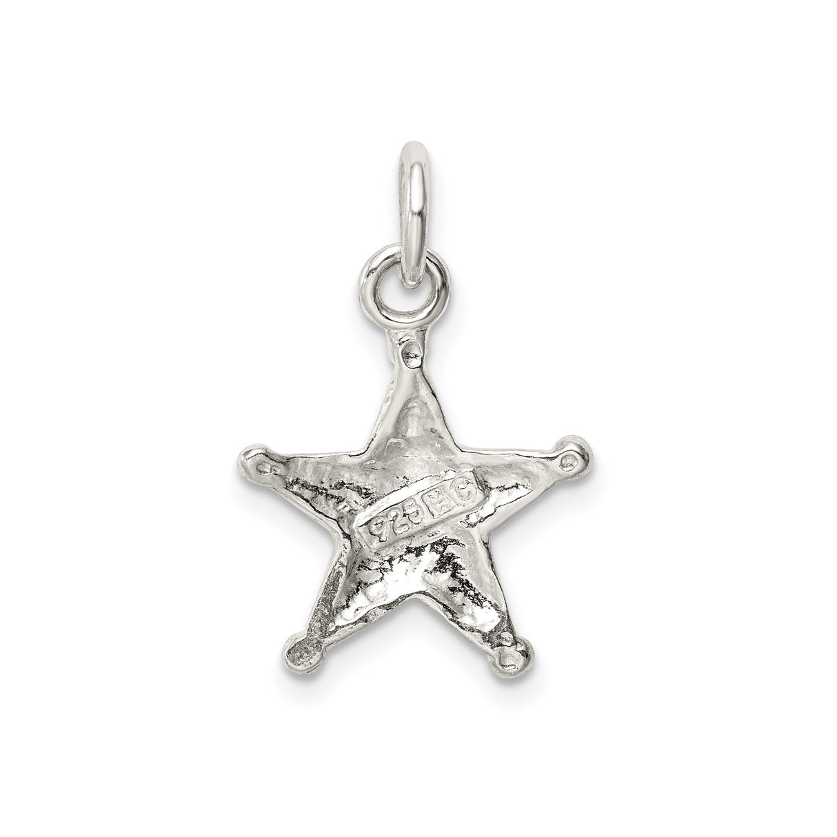 Sterling Silver Sheriff Badge Pendant, Star Shaped Western Charm with SHERIFF