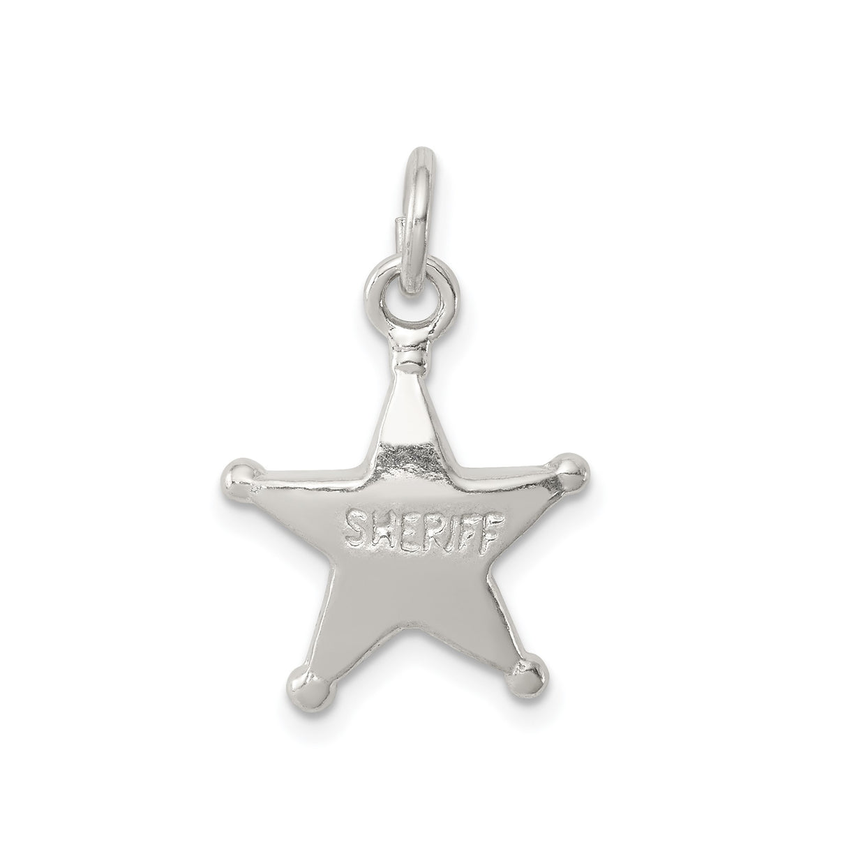 Sterling Silver Sheriff Badge Pendant, Star Shaped Western Charm with SHERIFF