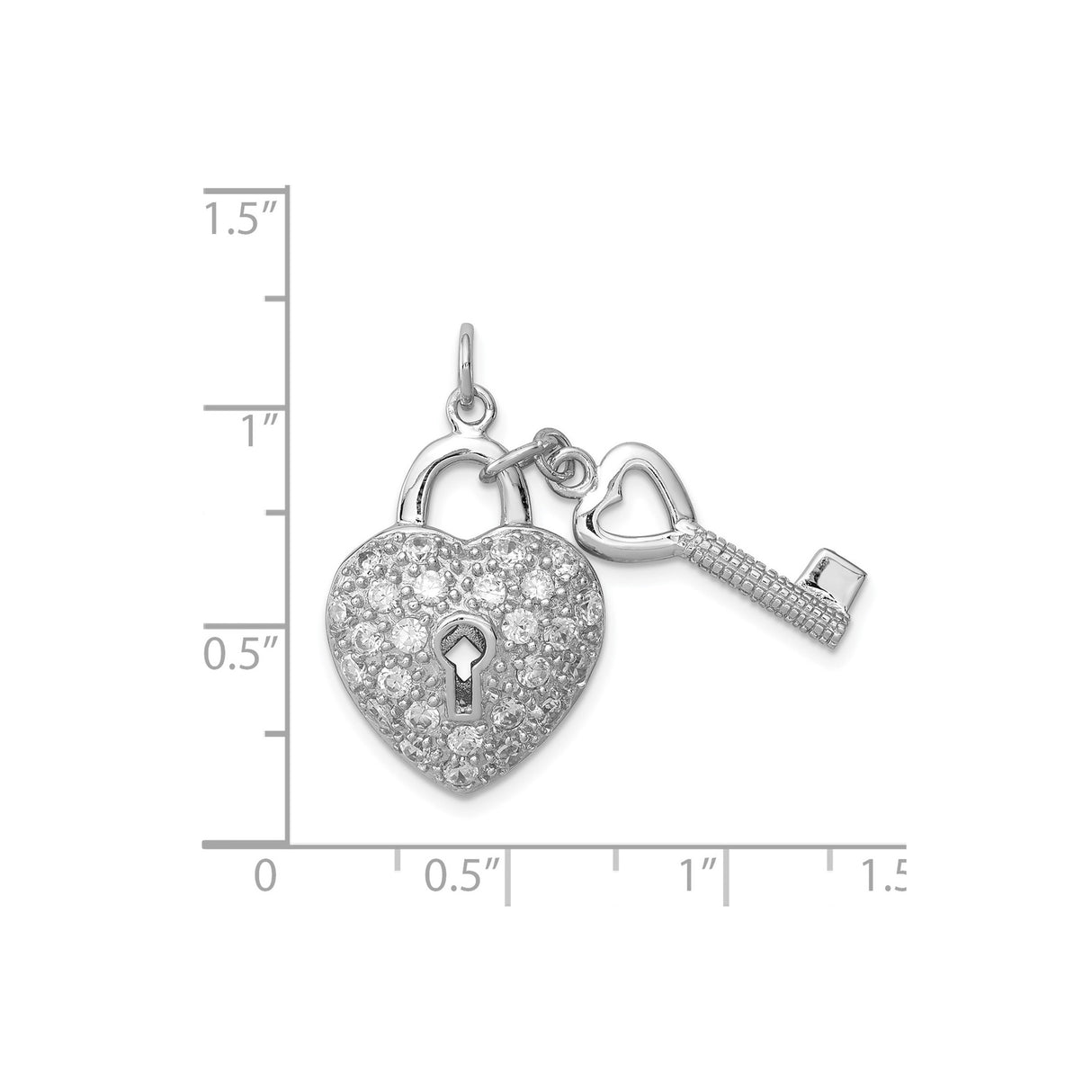 Sterling Silver Heart Lock and Key Pendant with Cubic Zirconia, Romantic Jewelry for Women