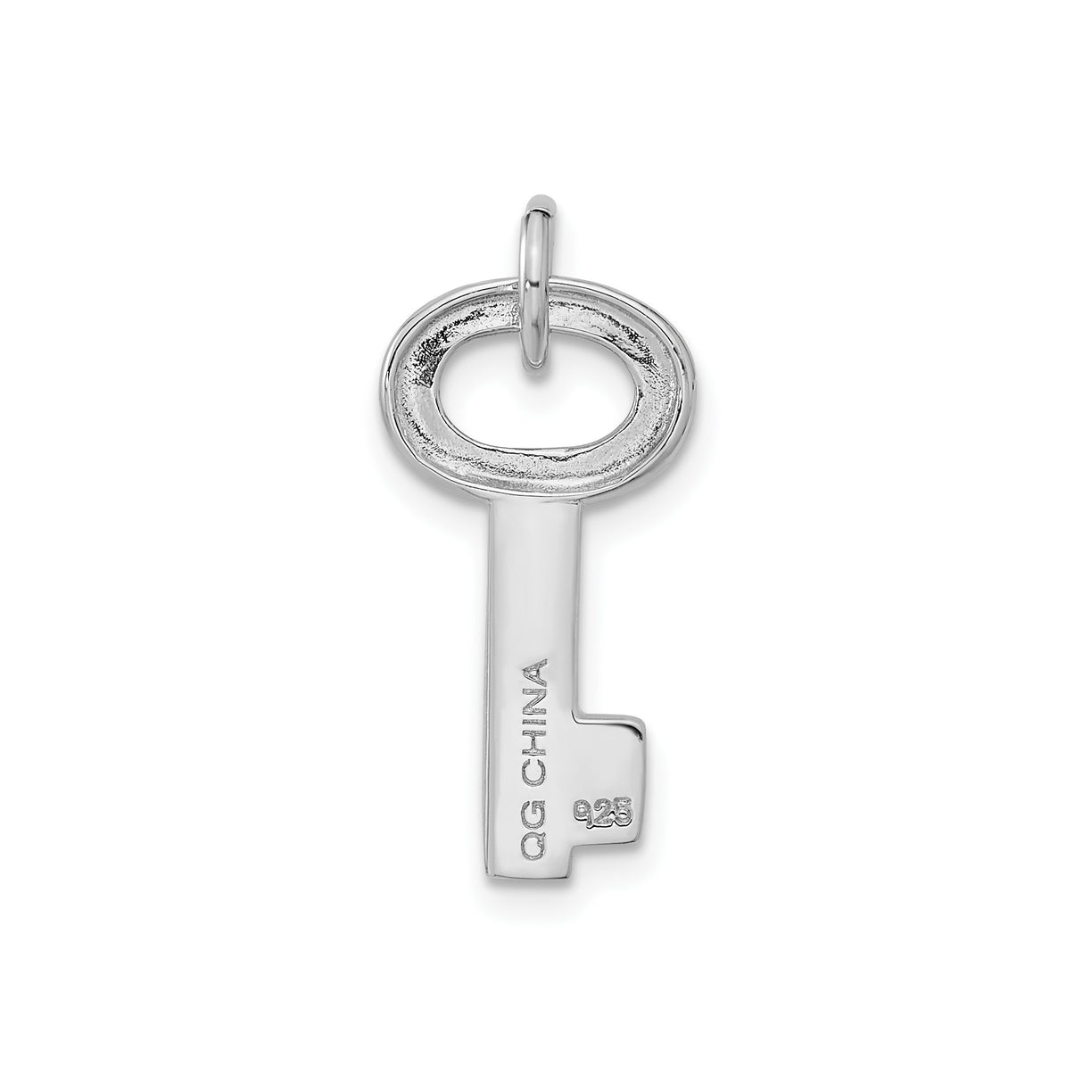 Sterling Silver Key Pendant with Cubic Zirconia, Symbolic Charm for Women