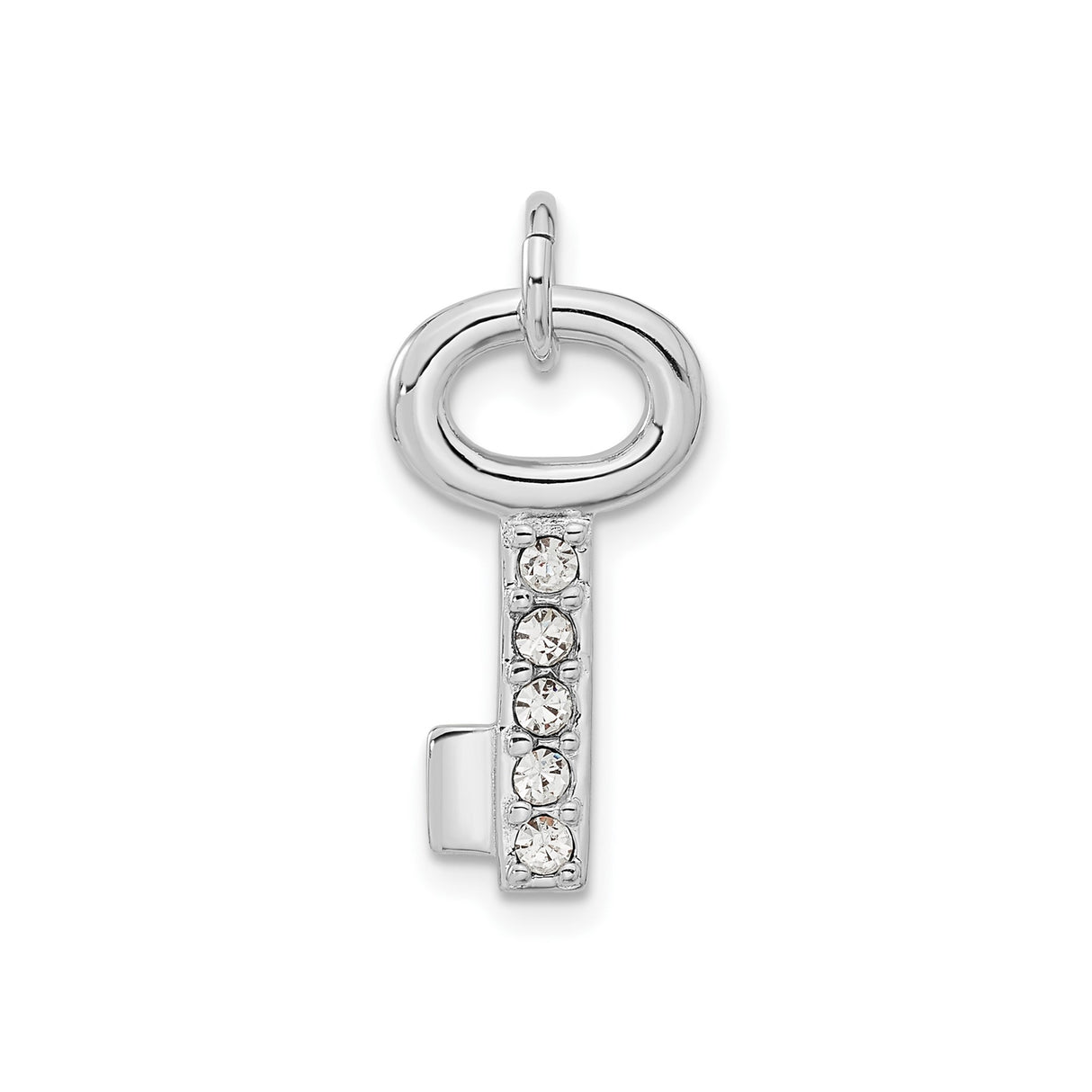 Sterling Silver Key Pendant with Cubic Zirconia, Symbolic Charm for Women