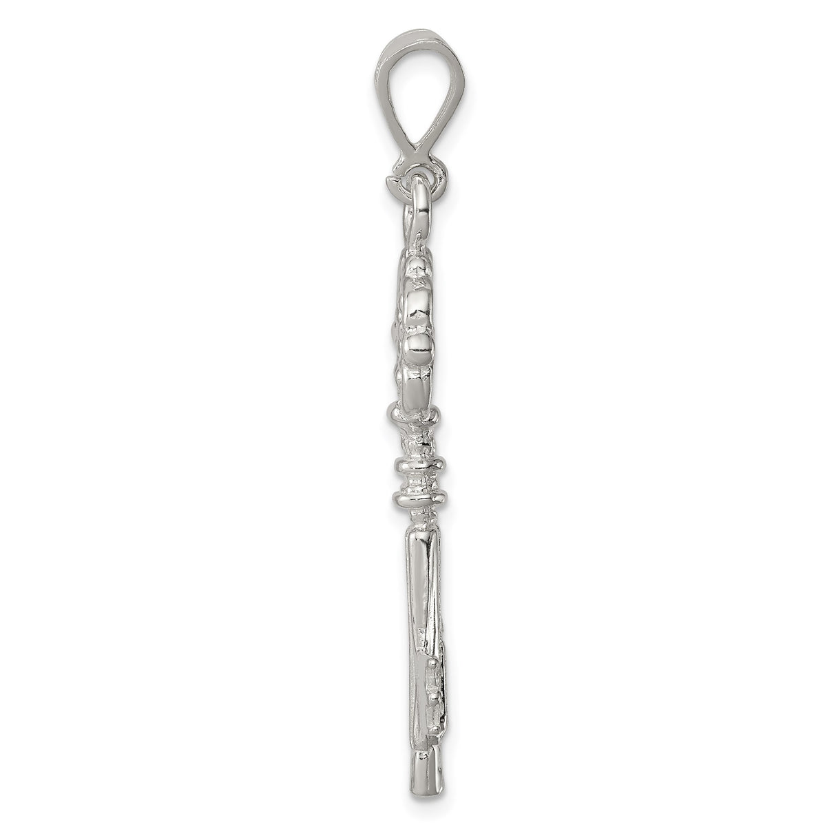 Sterling Silver Key Pendant with Ornate Scroll Design, Vintage Style Jewelry for Women
