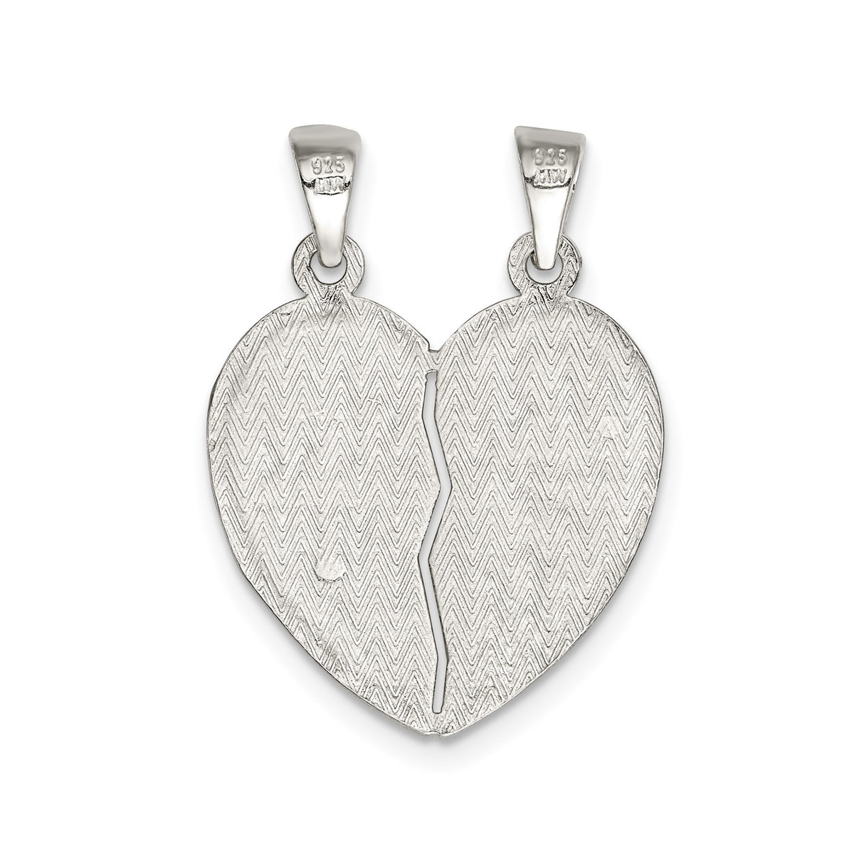 Sterling Silver Split Heart Pendant Set, Friendship Charm Jewelry for Two