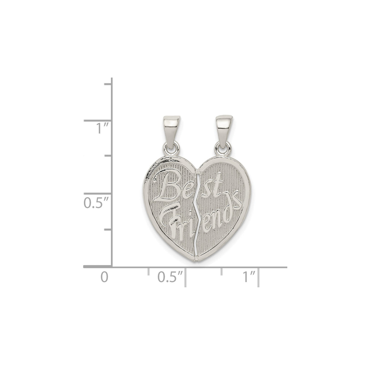Sterling Silver Split Heart Pendant Set, Friendship Charm Jewelry for Two