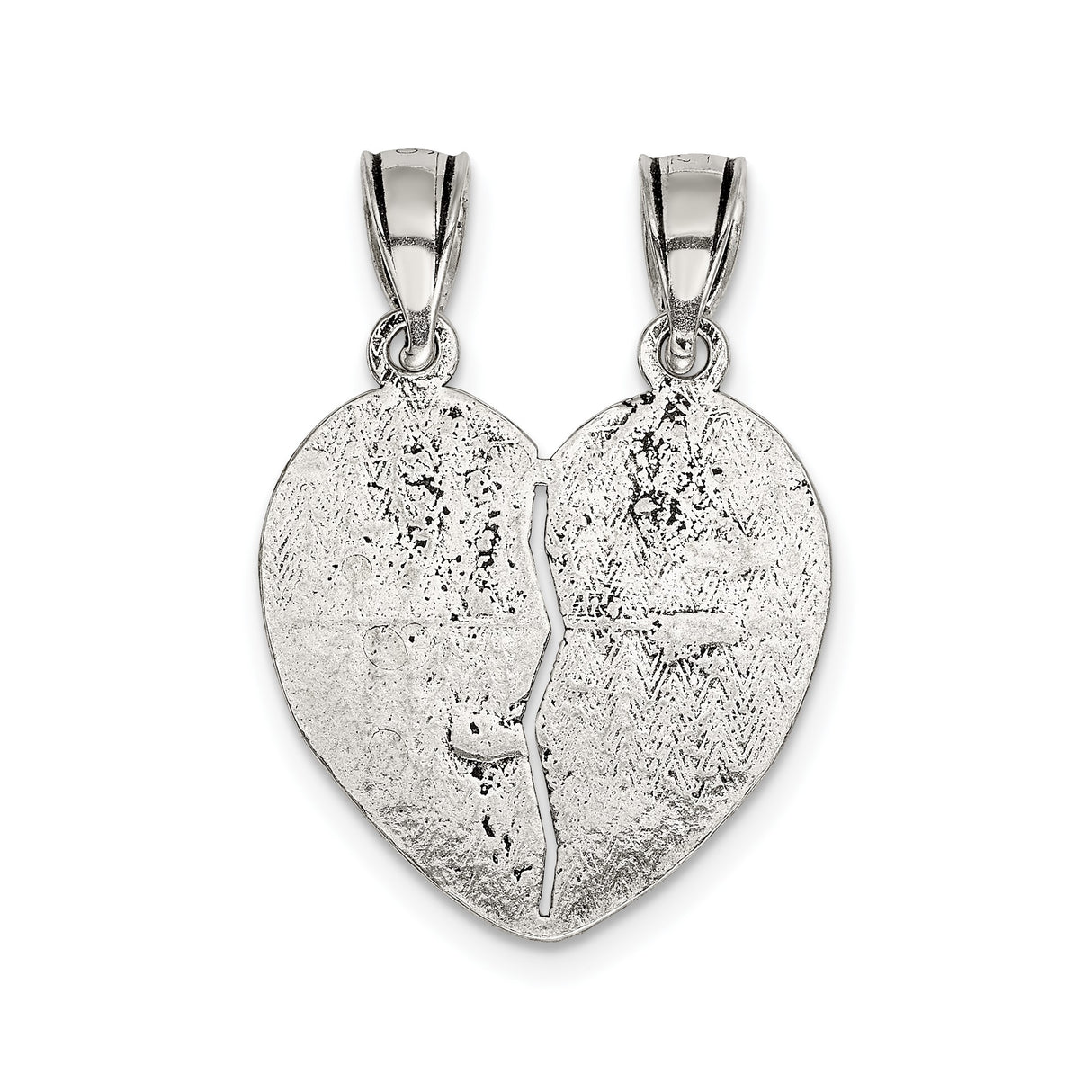 Sterling Silver Split Heart Pendant with Bonded Design, Friendship Charm for Women or Unisex Wear