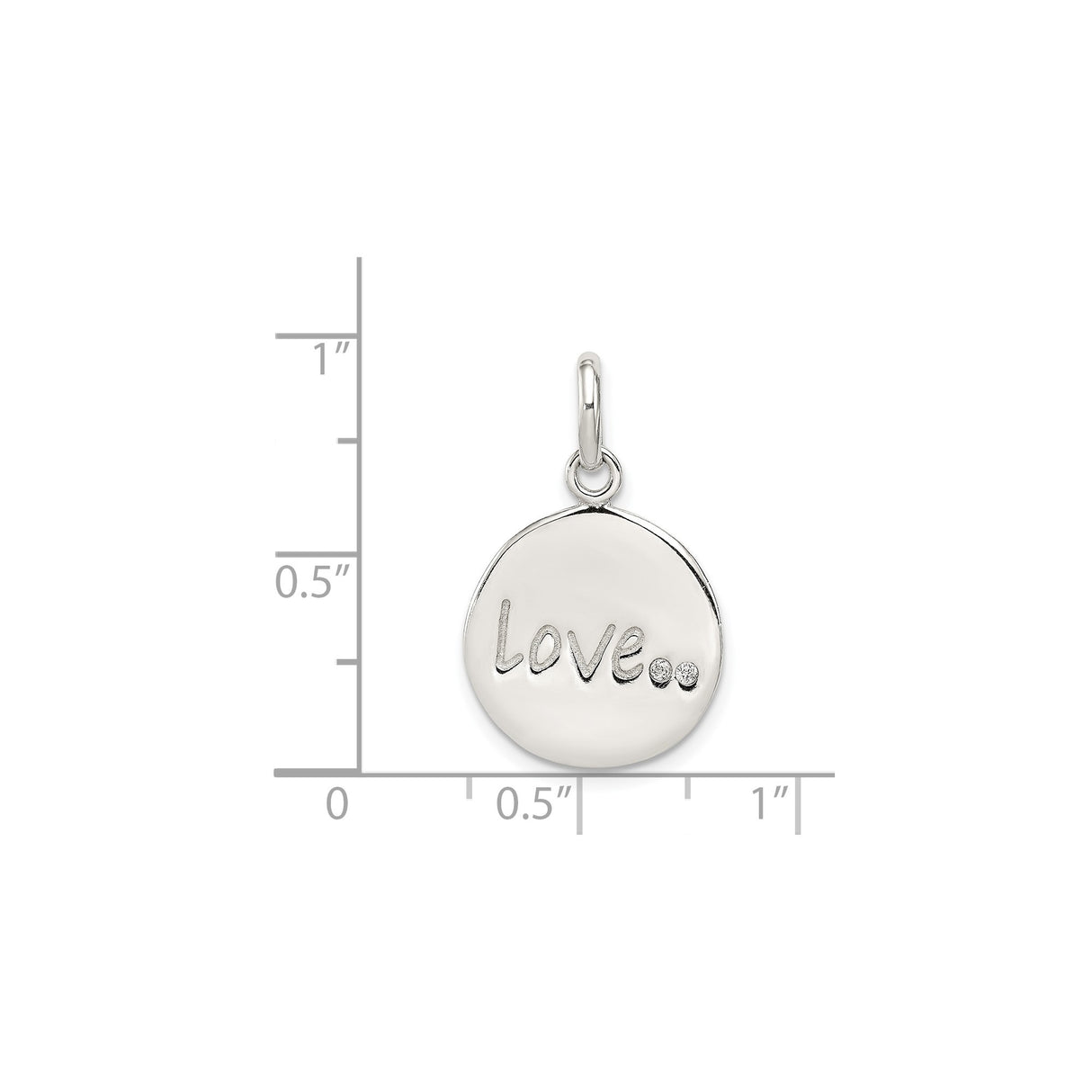Sterling Silver Love Pendant with Cubic Zirconia Accents, Round Charm Symbolizing Affection