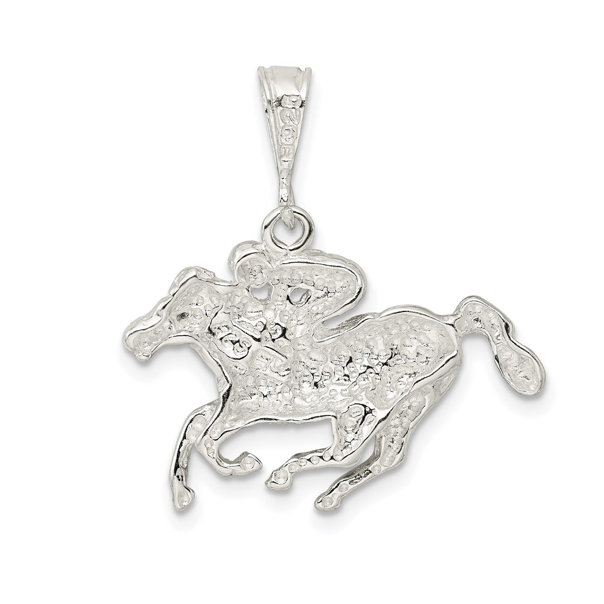Sterling Silver Pendant with Horse Racing and Jockey Detail, Equestrian Sport Theme