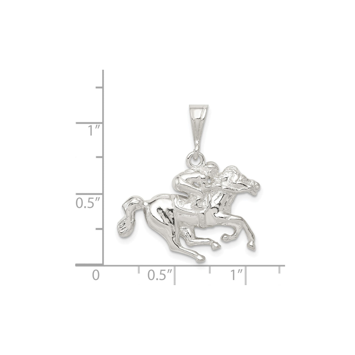 Sterling Silver Pendant with Horse Racing and Jockey Detail, Equestrian Sport Theme