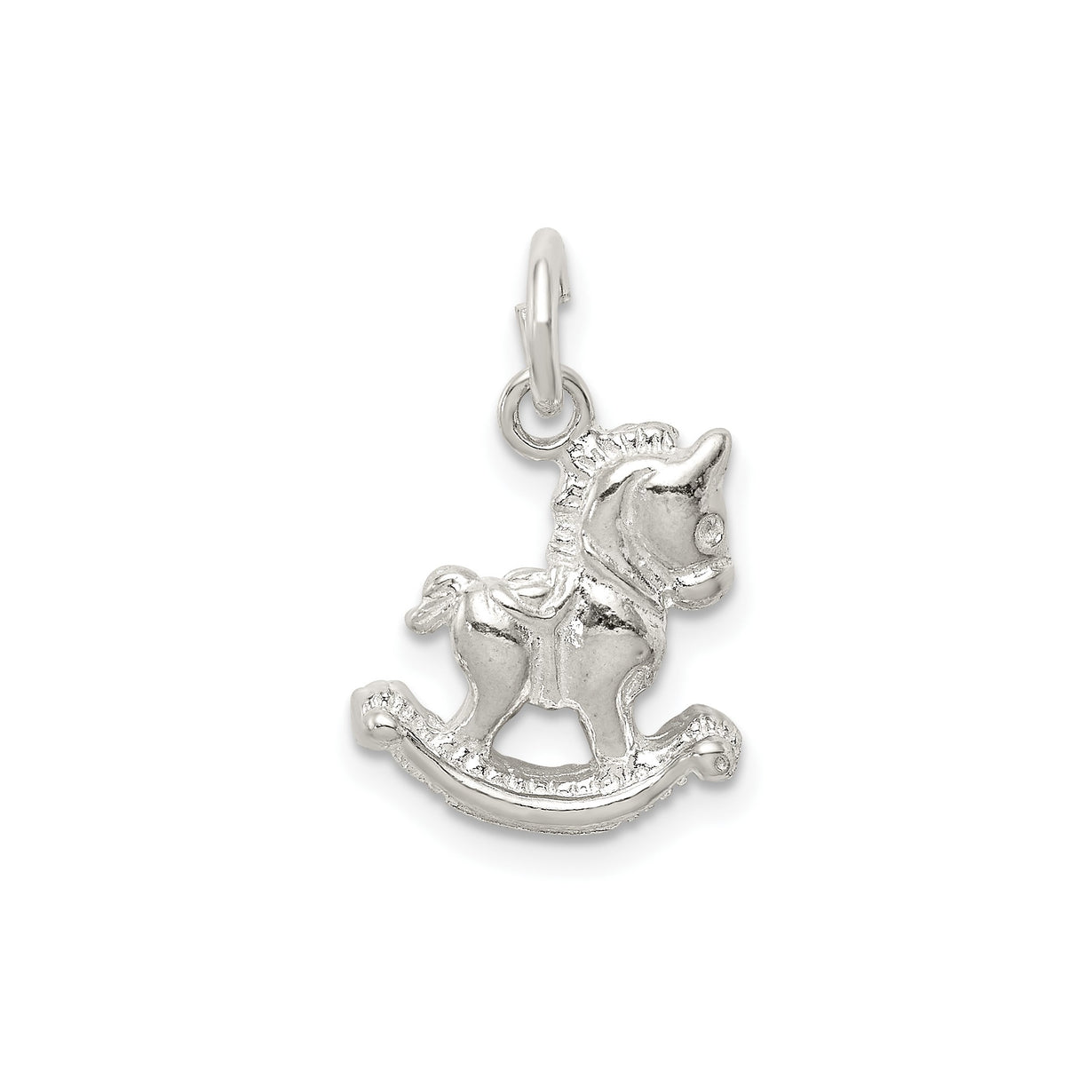 Sterling Silver Rocking Horse Pendant, Sentimental Baby Keepsake Jewelry for Women or Unisex Wear