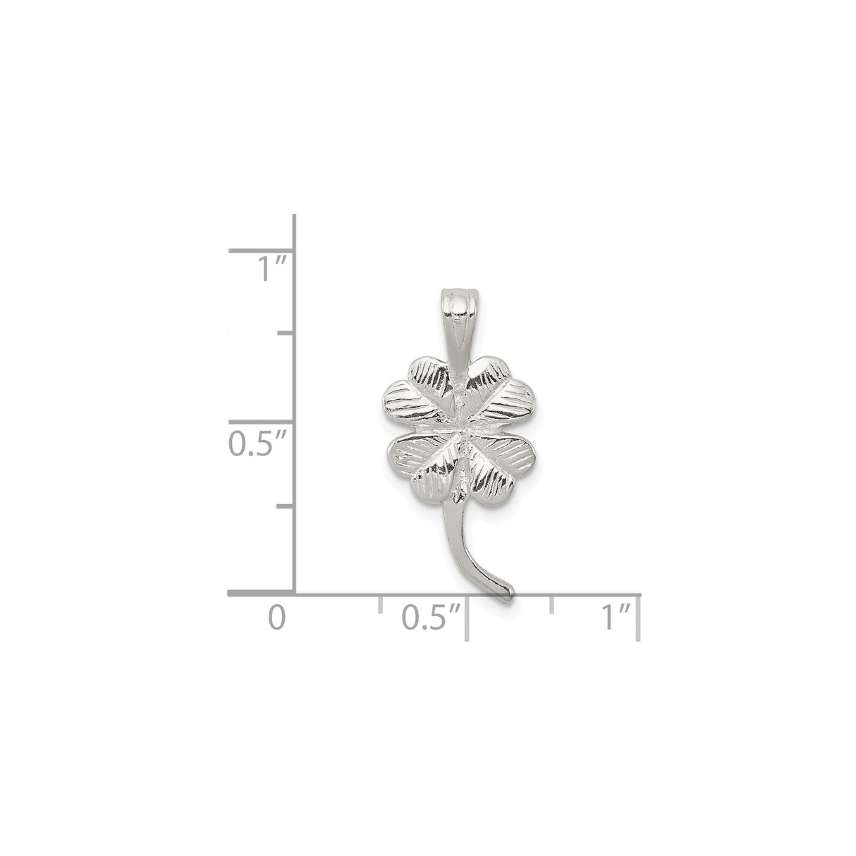 Sterling Silver Four-Leaf Clover Pendant, Textured Irish Good Luck Charm for Women or Unisex
