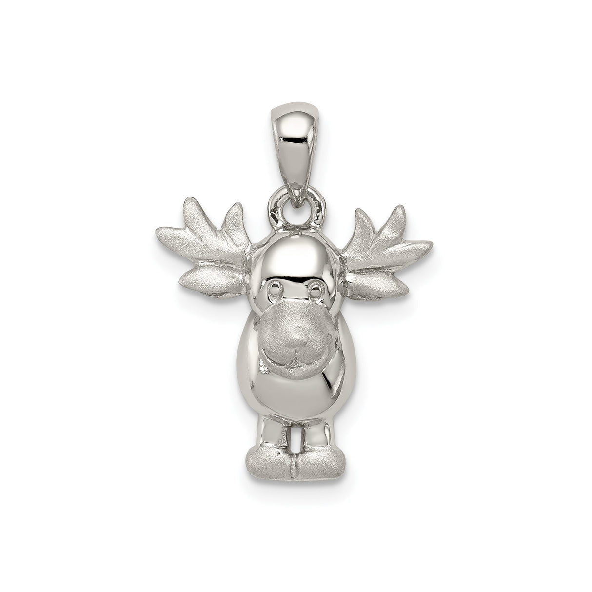 Sterling Silver Moose Pendant, Whimsical Cartoon Animal Charm, Nature-Inspired Jewelry for Women