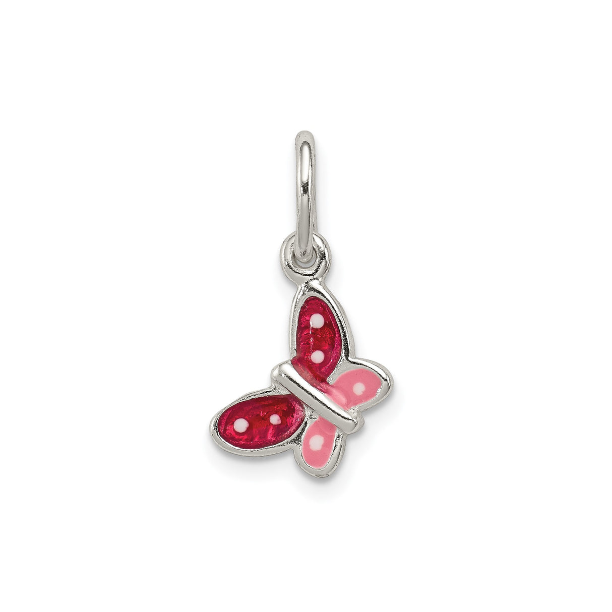 Sterling Silver Butterfly Pendant with Pink and Red Enamel Wings, Nature-Inspired Jewelry for Women