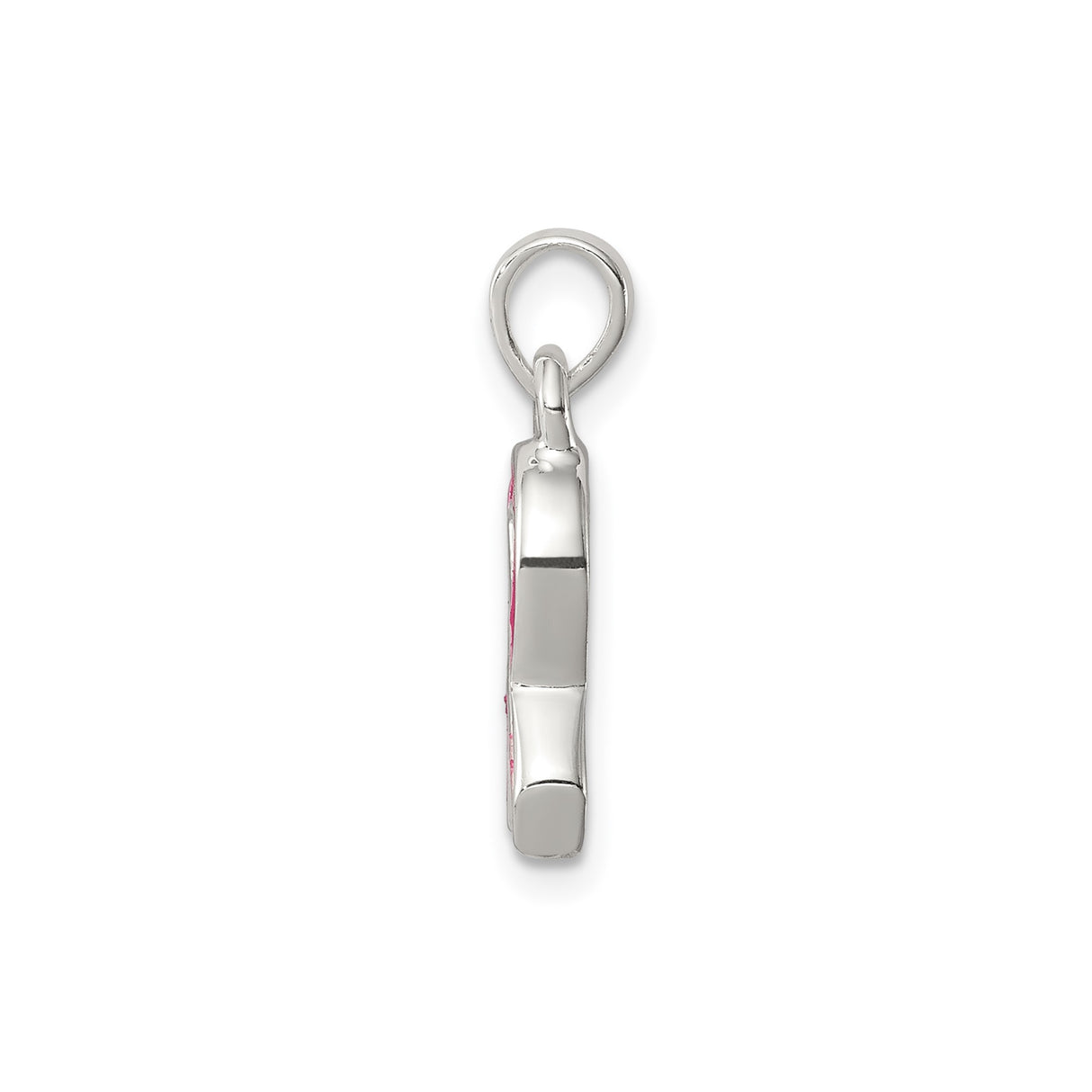 Sterling Silver Pink Ribbon Pendant with Enamel, Breast Cancer Awareness Jewelry for Women