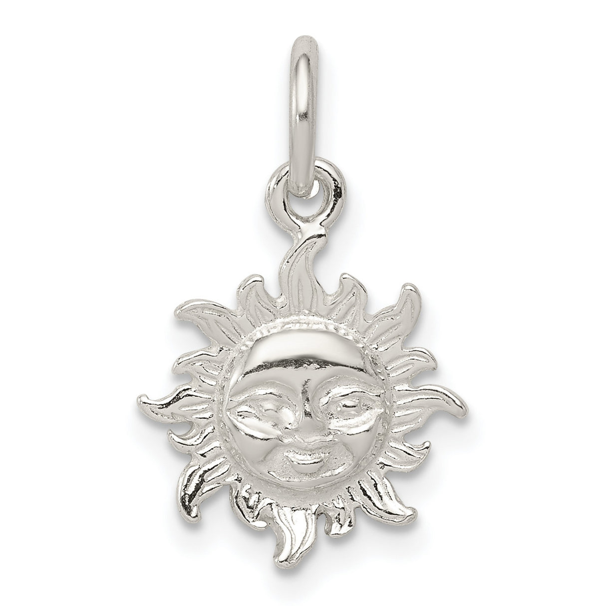 Sterling Silver Sun Face Pendant Charm, Boho Celestial Jewelry, Nature-Inspired Spiritual Design