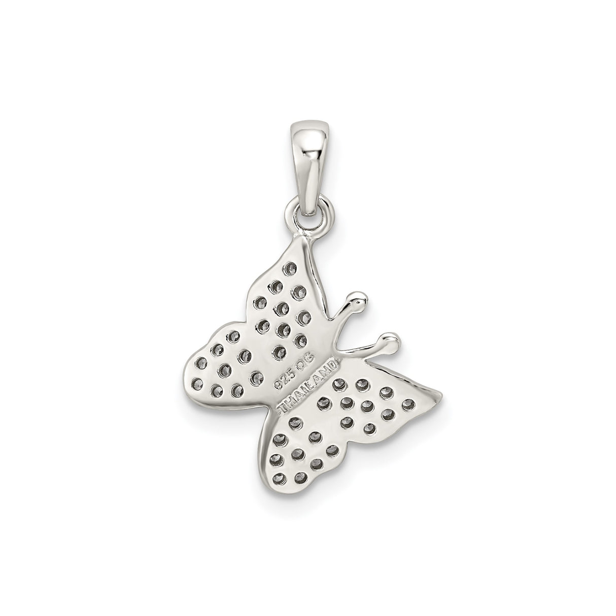 Sterling Silver Butterfly Pendant with Cubic Zirconia, Symbolic Nature Jewelry for Women