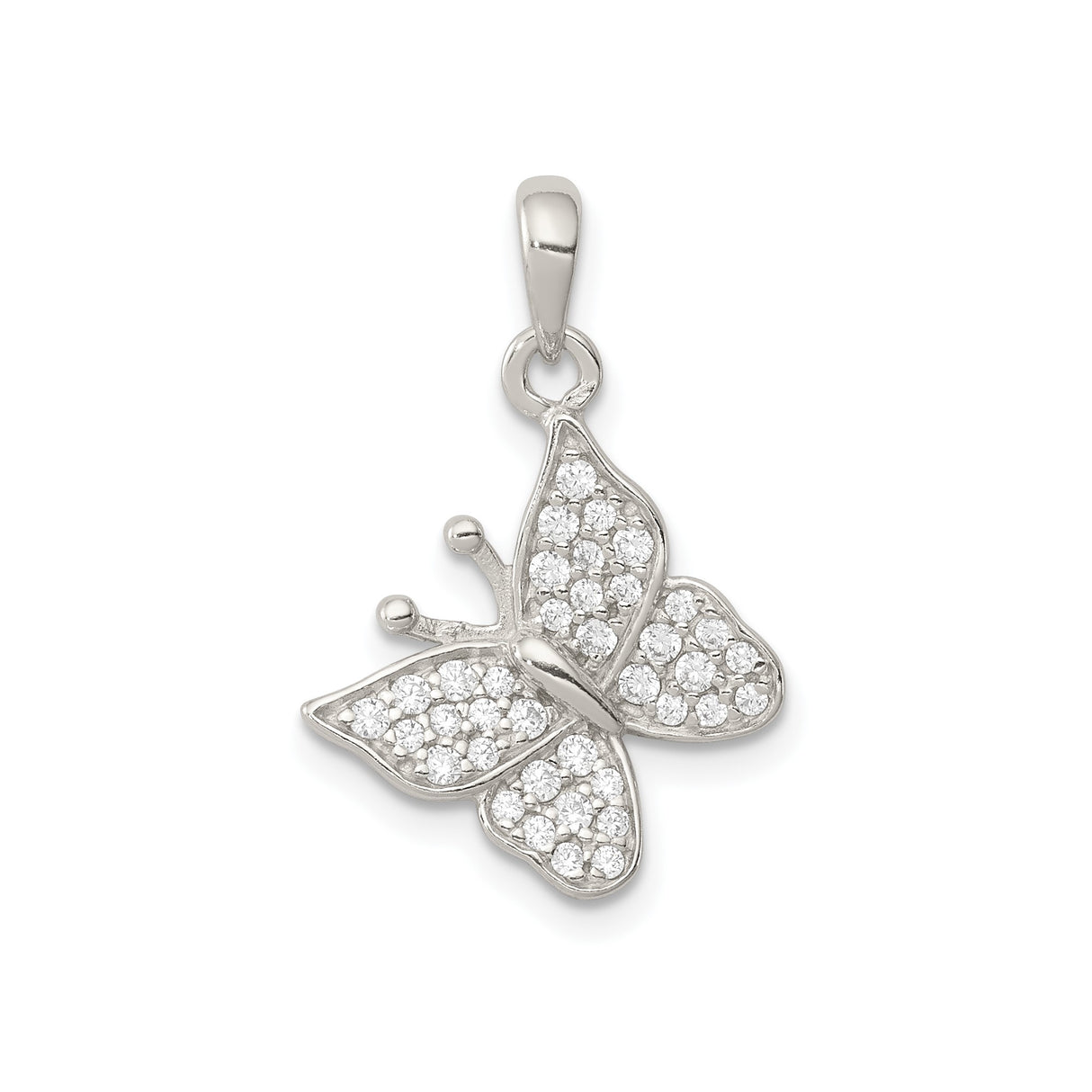 Sterling Silver Butterfly Pendant with Cubic Zirconia, Symbolic Nature Jewelry for Women