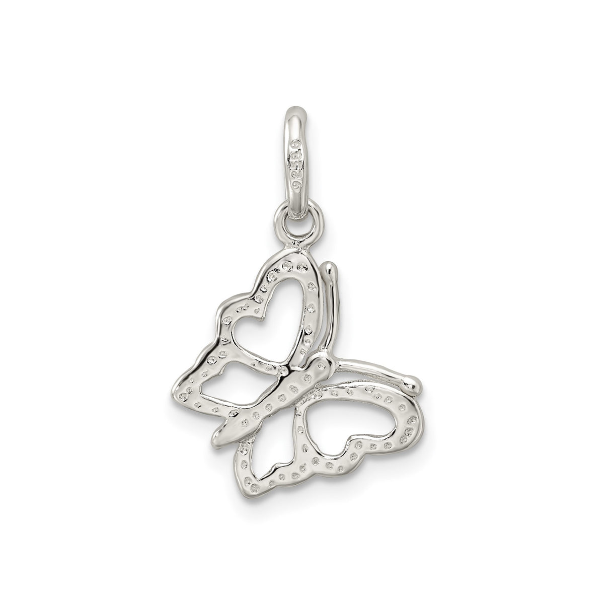 Sterling Silver Butterfly Pendant with Heart Shaped Wings, Symbol of Transformation and Love