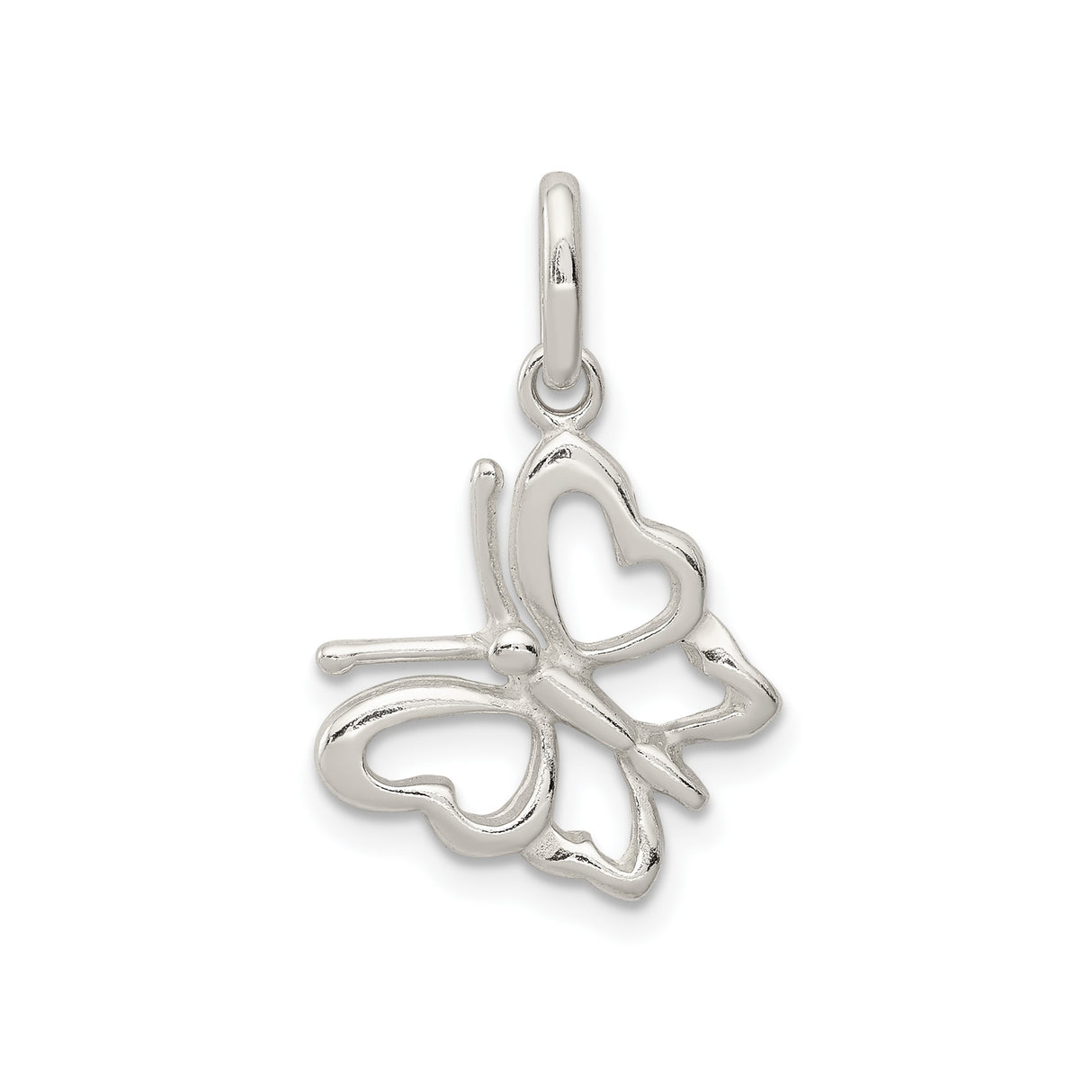 Sterling Silver Butterfly Pendant with Heart Shaped Wings, Symbol of Transformation and Love