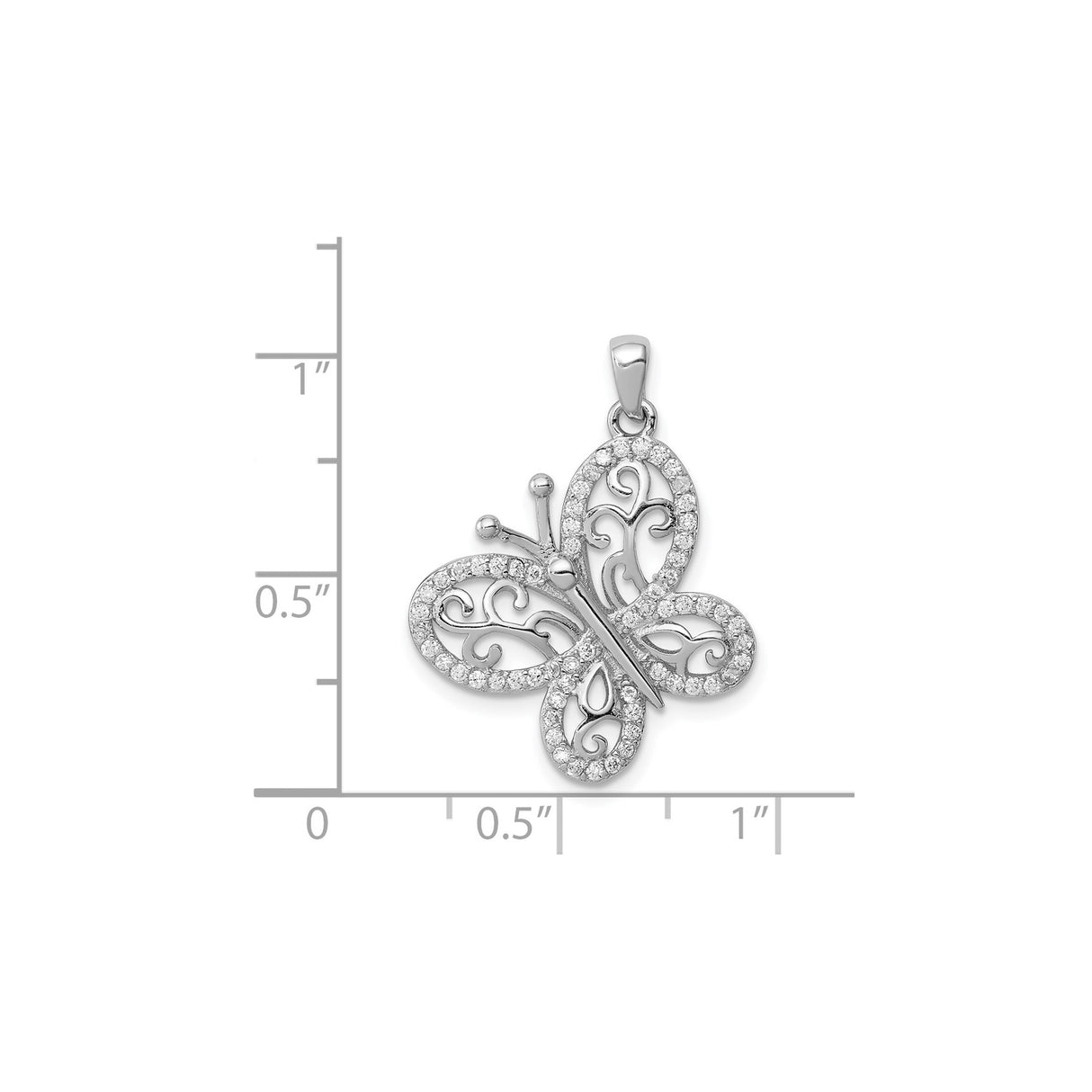 Sterling Silver Butterfly Pendant with Cubic Zirconia, Filigree Design, Symbolic Nature Jewelry for Women