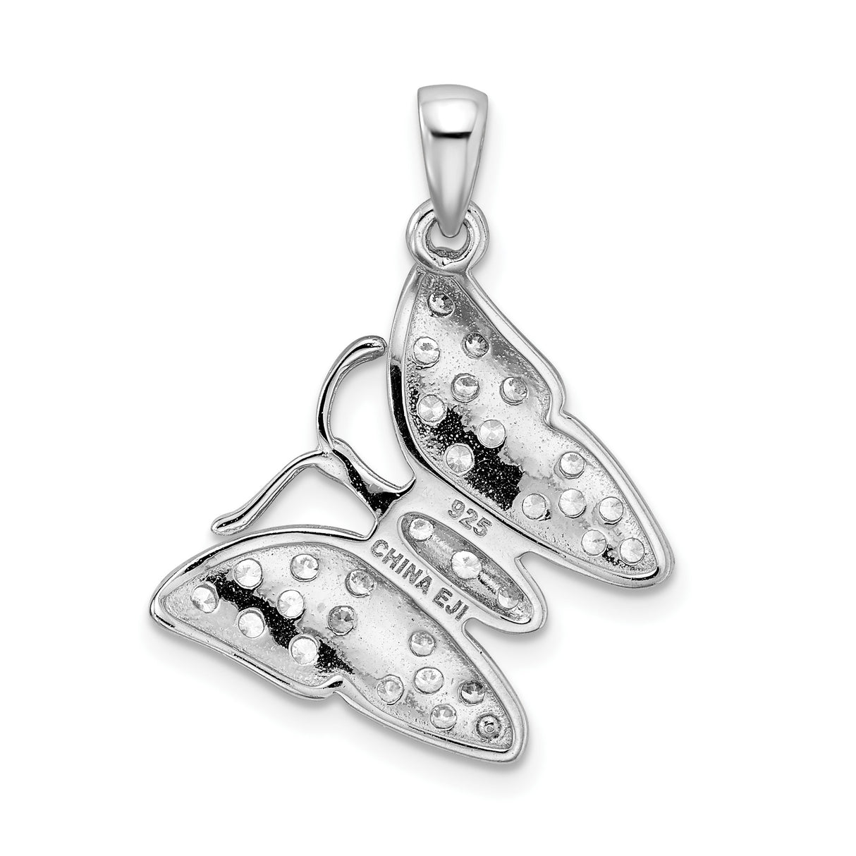 Sterling Silver Butterfly Pendant with Cubic Zirconia, Symbolizing Transformation and Growth