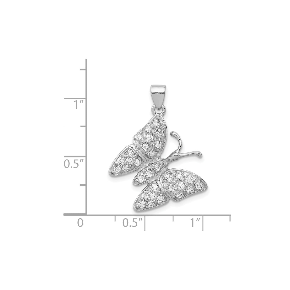 Sterling Silver Butterfly Pendant with Cubic Zirconia, Symbolizing Transformation and Growth