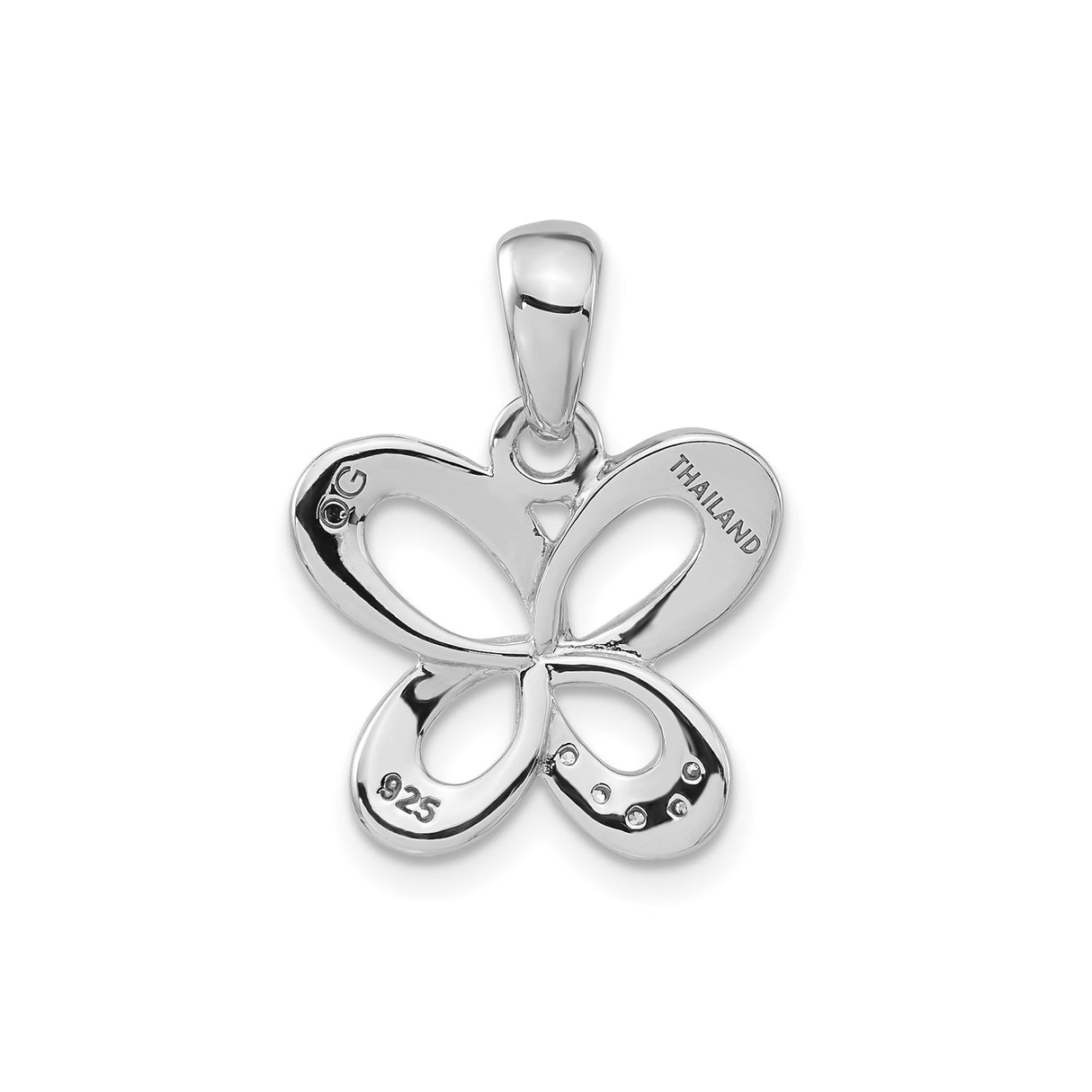 Sterling Silver Butterfly Pendant with Cubic Zirconia, Openwork Design for Women