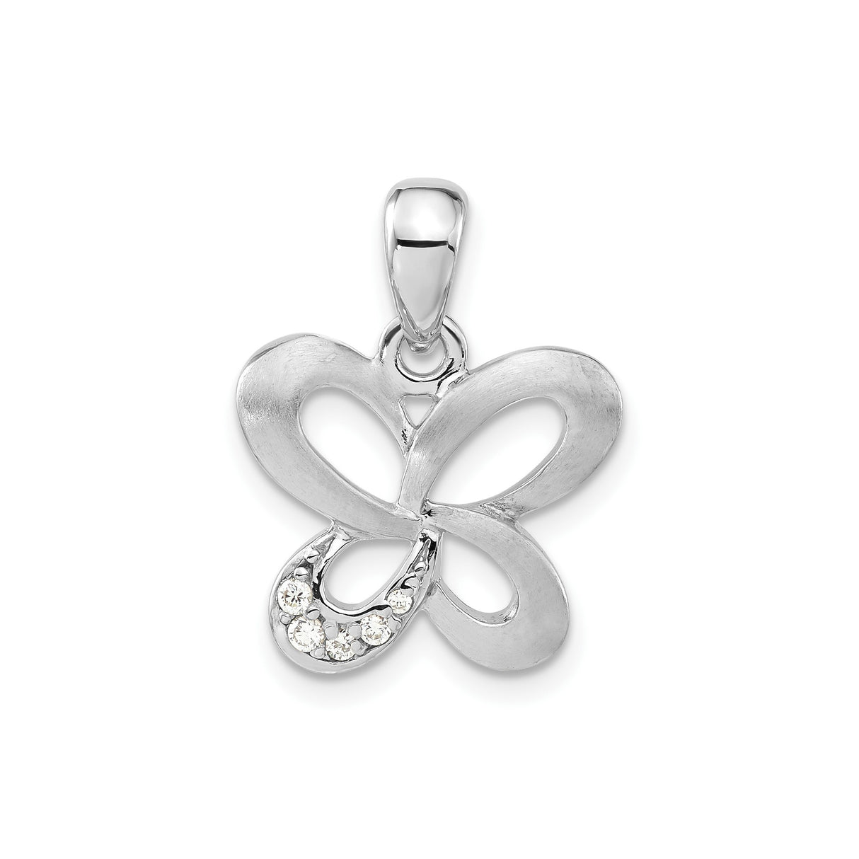 Sterling Silver Butterfly Pendant with Cubic Zirconia, Openwork Design for Women