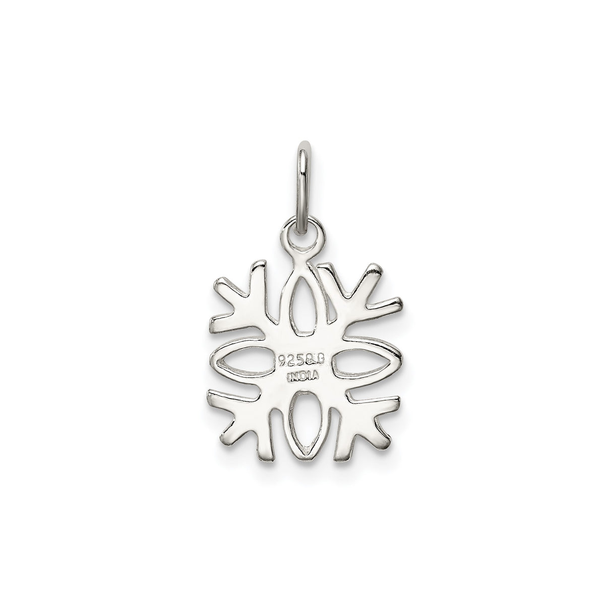 Sterling Silver Snowflake Pendant, Cutout Winter Charm with Symmetrical Oval Arms Motif