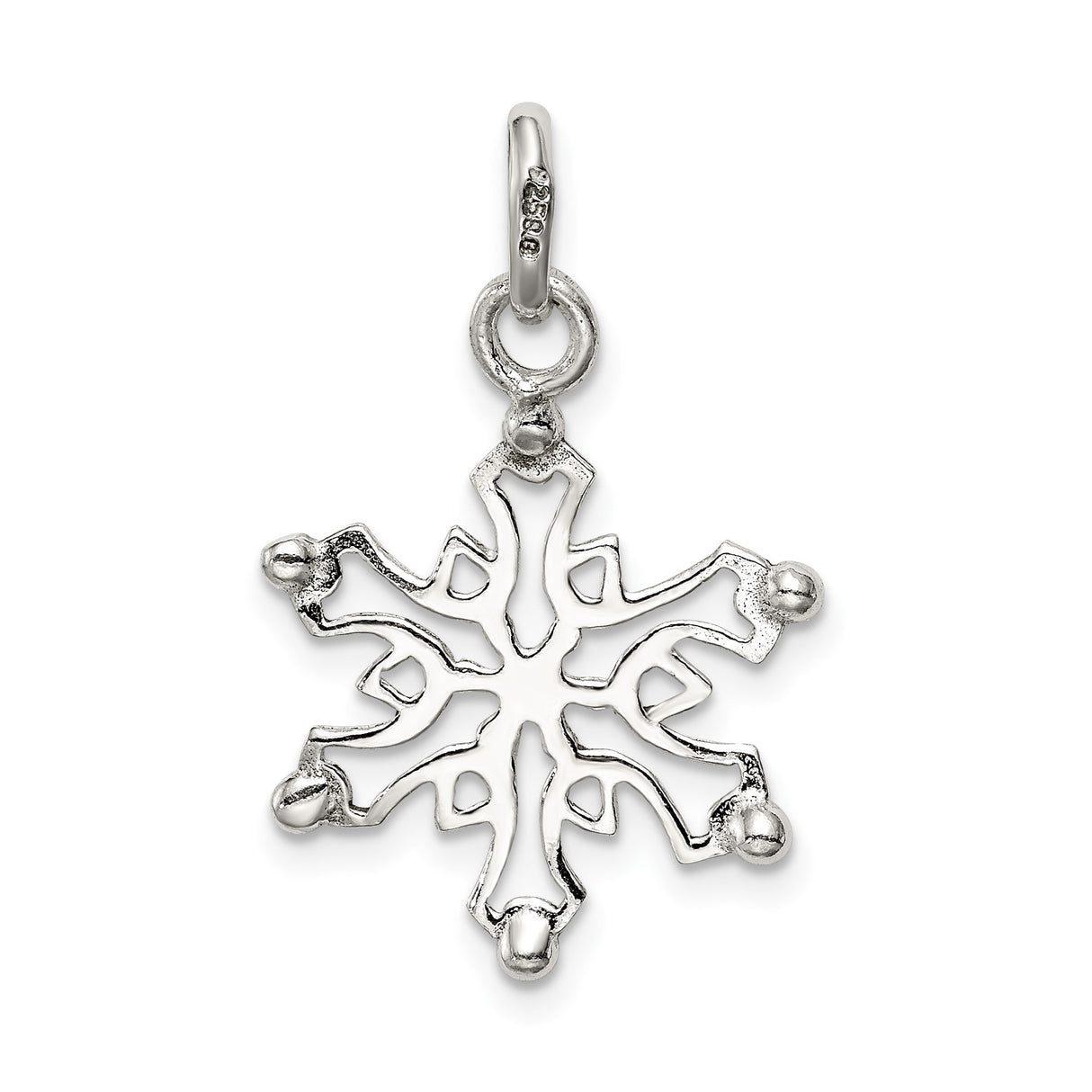 Sterling Silver Snowflake Pendant with Intricate Cutout Design, Nature-Inspired Winter Jewelry