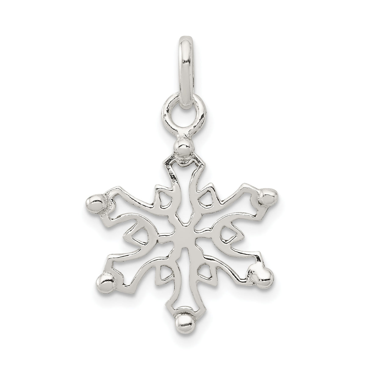 Sterling Silver Snowflake Pendant with Intricate Cutout Design, Nature-Inspired Winter Jewelry