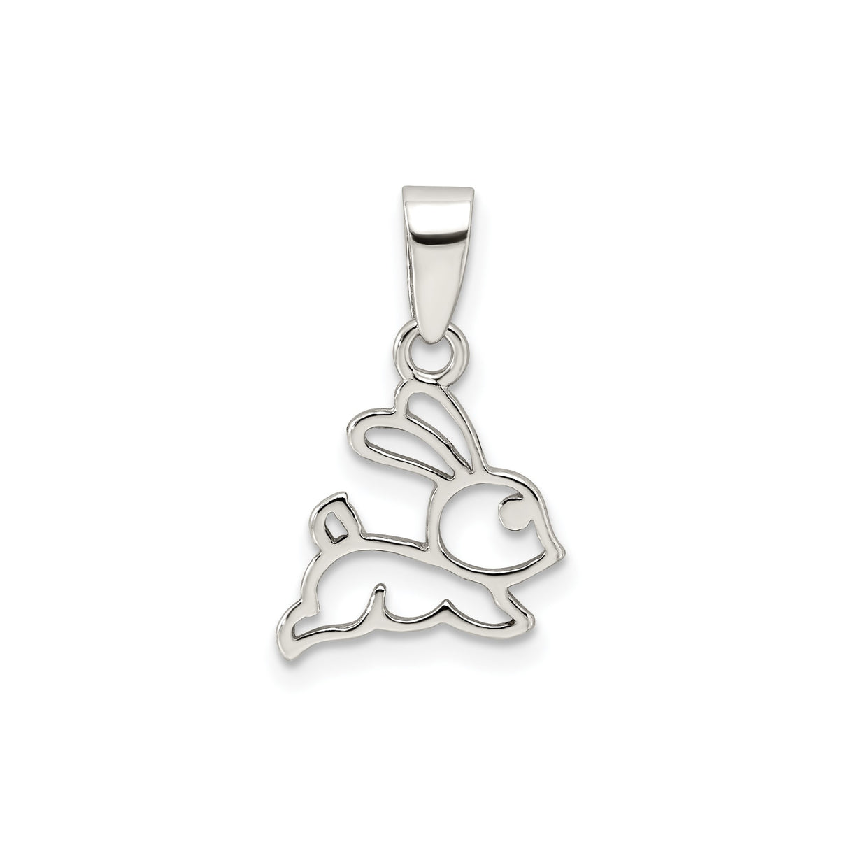 Sterling Silver Bunny Pendant with Open Outline Rabbit Design, Minimalist Animal Charm