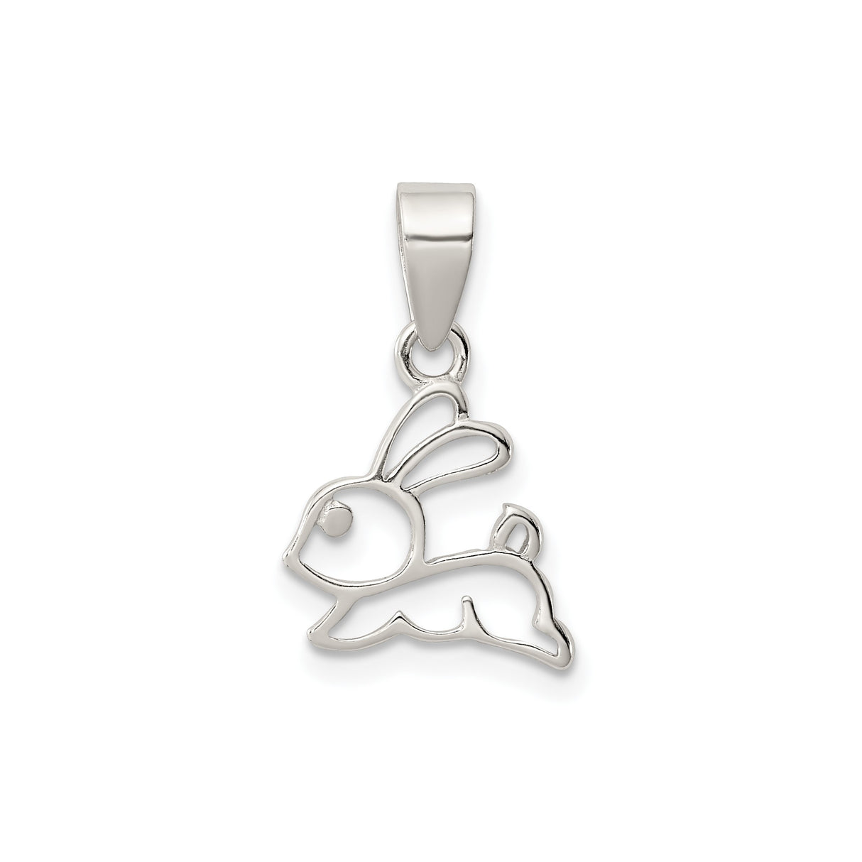 Sterling Silver Bunny Pendant with Open Outline Rabbit Design, Minimalist Animal Charm