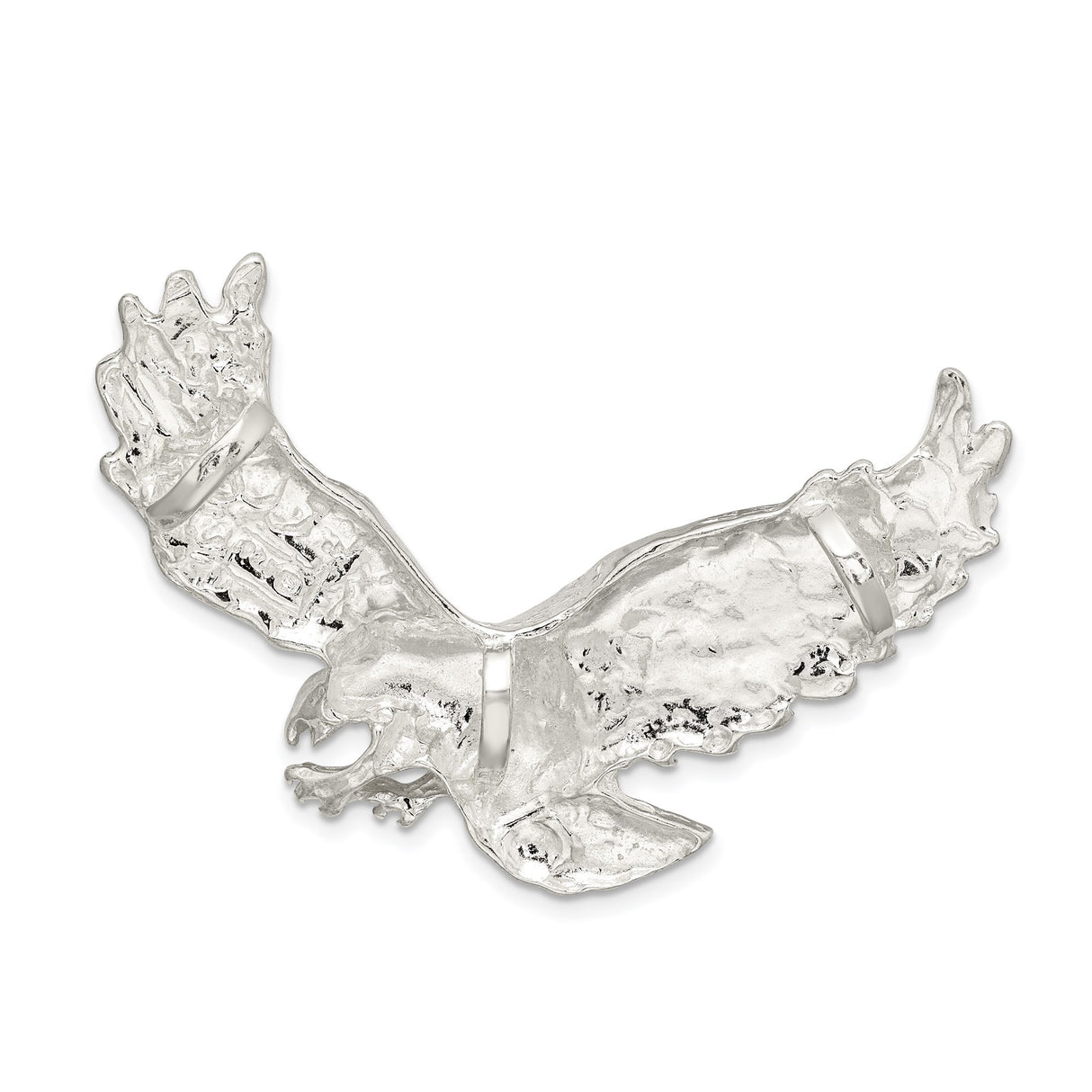 Sterling Silver Eagle Pendant with Outstretched Wings, Patriotic Biker Style Jewelry for Men