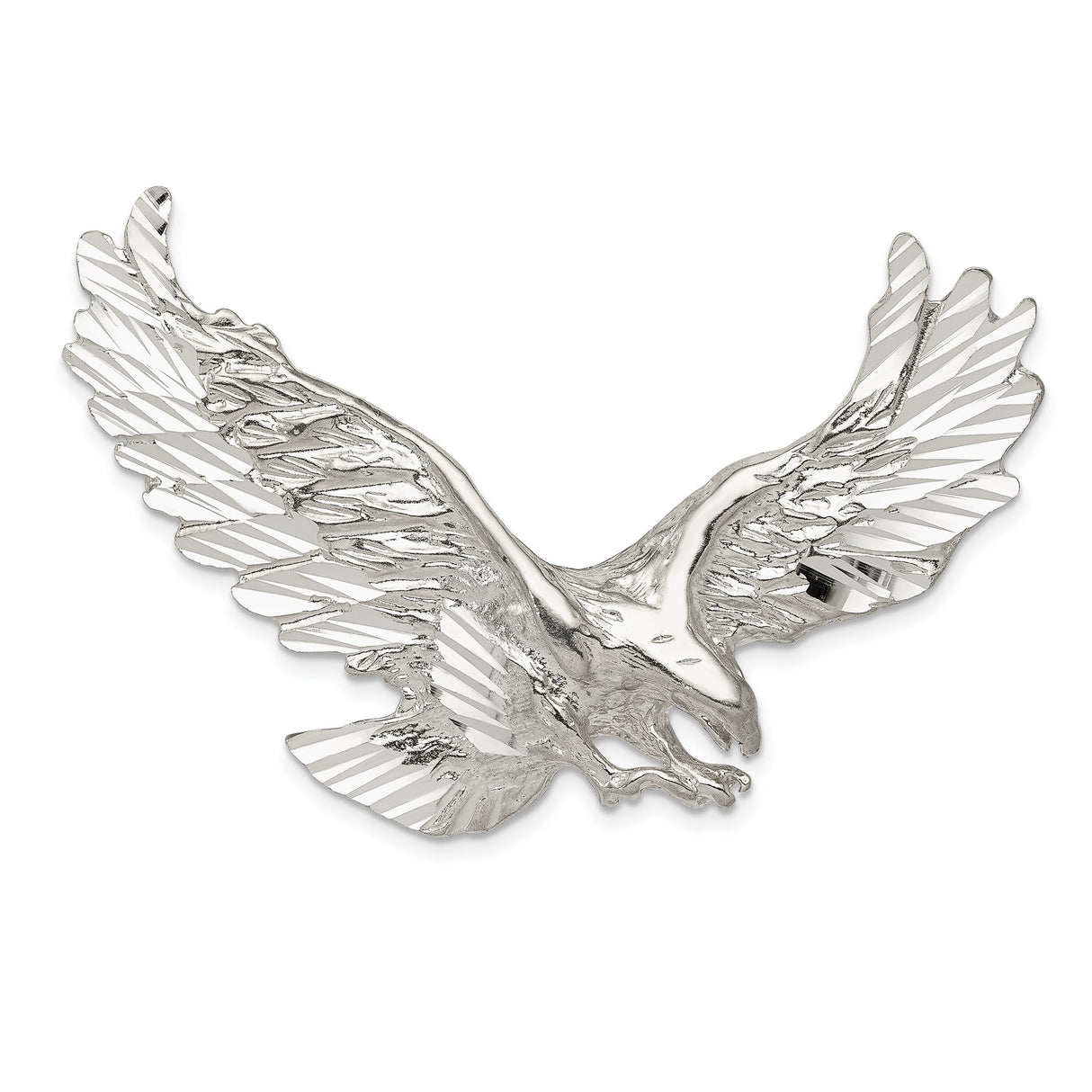 Sterling Silver Eagle Pendant with Outstretched Wings, Patriotic Biker Style Jewelry for Men
