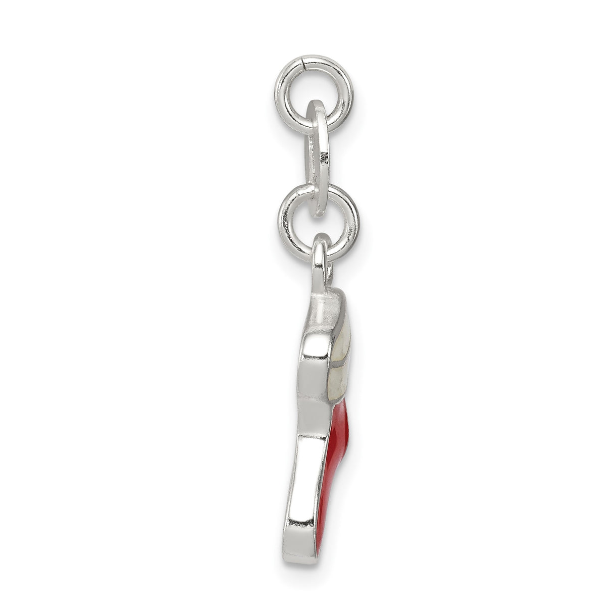 Sterling Silver Christmas Stocking Charm Pendant with Red Green White Enamel