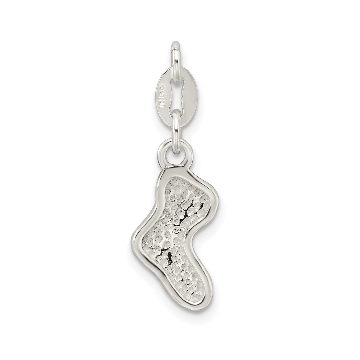 Sterling Silver Christmas Stocking Charm Pendant with Red Green White Enamel