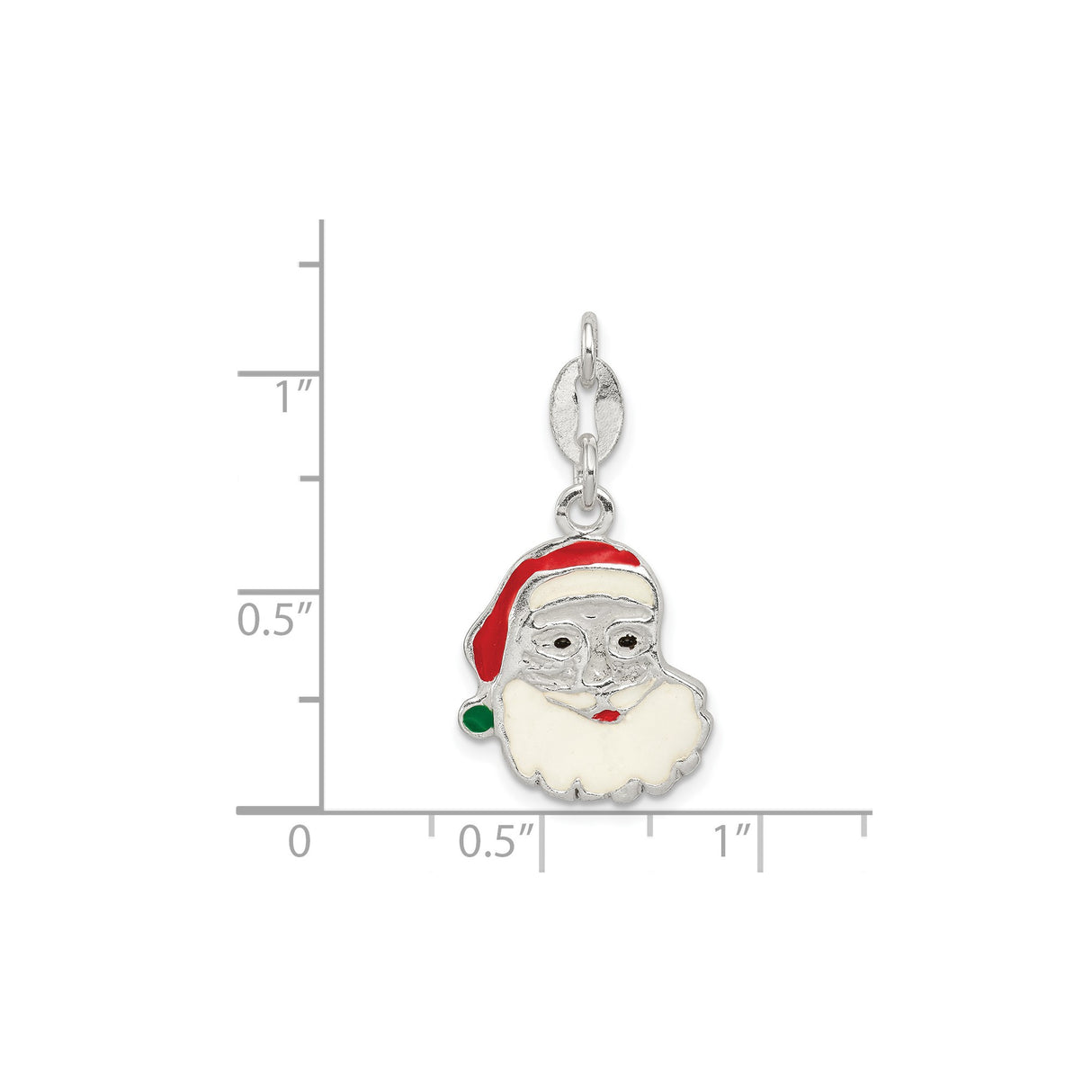 Sterling Silver Santa Claus Charm with Colorful Enamel, Christmas Holiday Theme