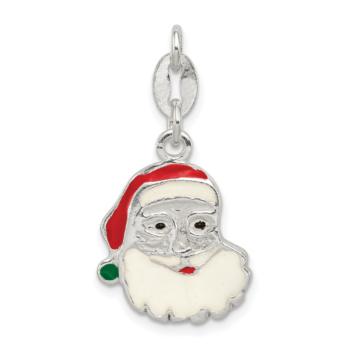 Sterling Silver Santa Claus Charm with Colorful Enamel, Christmas Holiday Theme