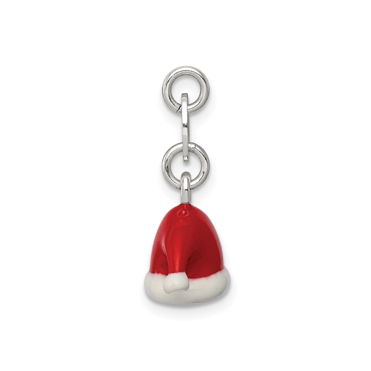 Sterling Silver Santa Hat Charm Pendant with Red and White Enamel, Holiday Jewelry Theme