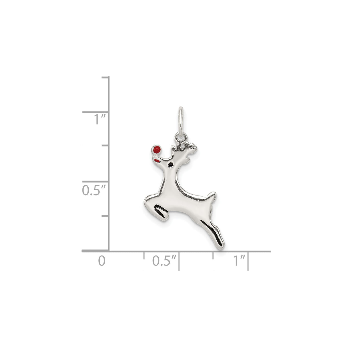 Sterling Silver Reindeer Pendant with Red Nose, Christmas Holiday Charm for Women and Girls