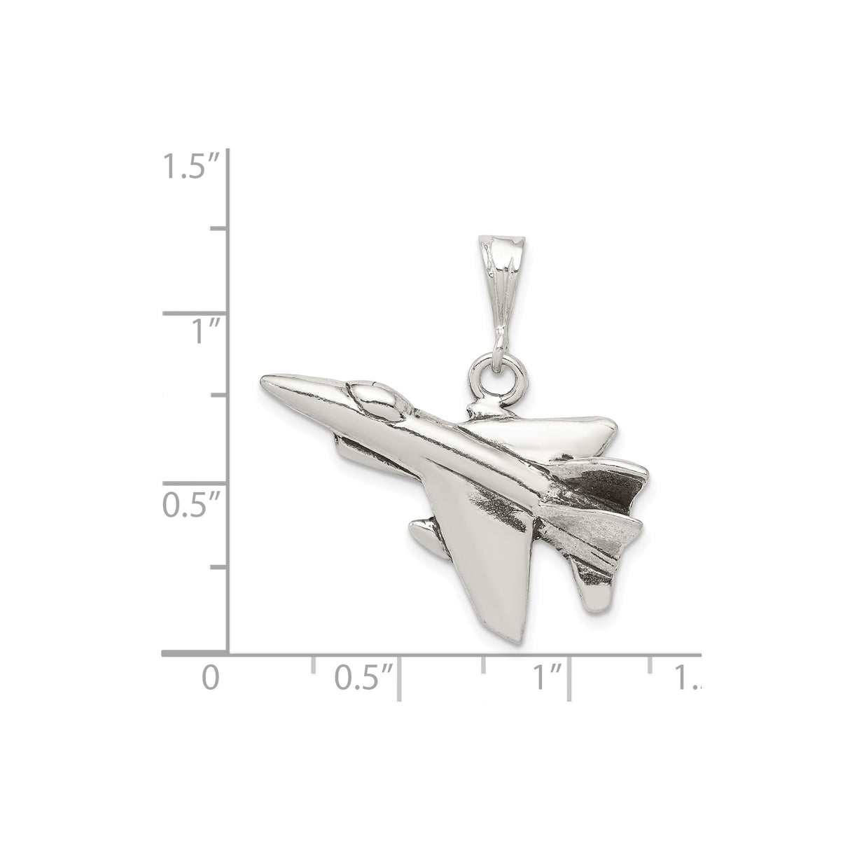 Sterling Silver Jet Fighter Pendant, Detailed Military Aircraft Design, Aviation Jewelry for Men